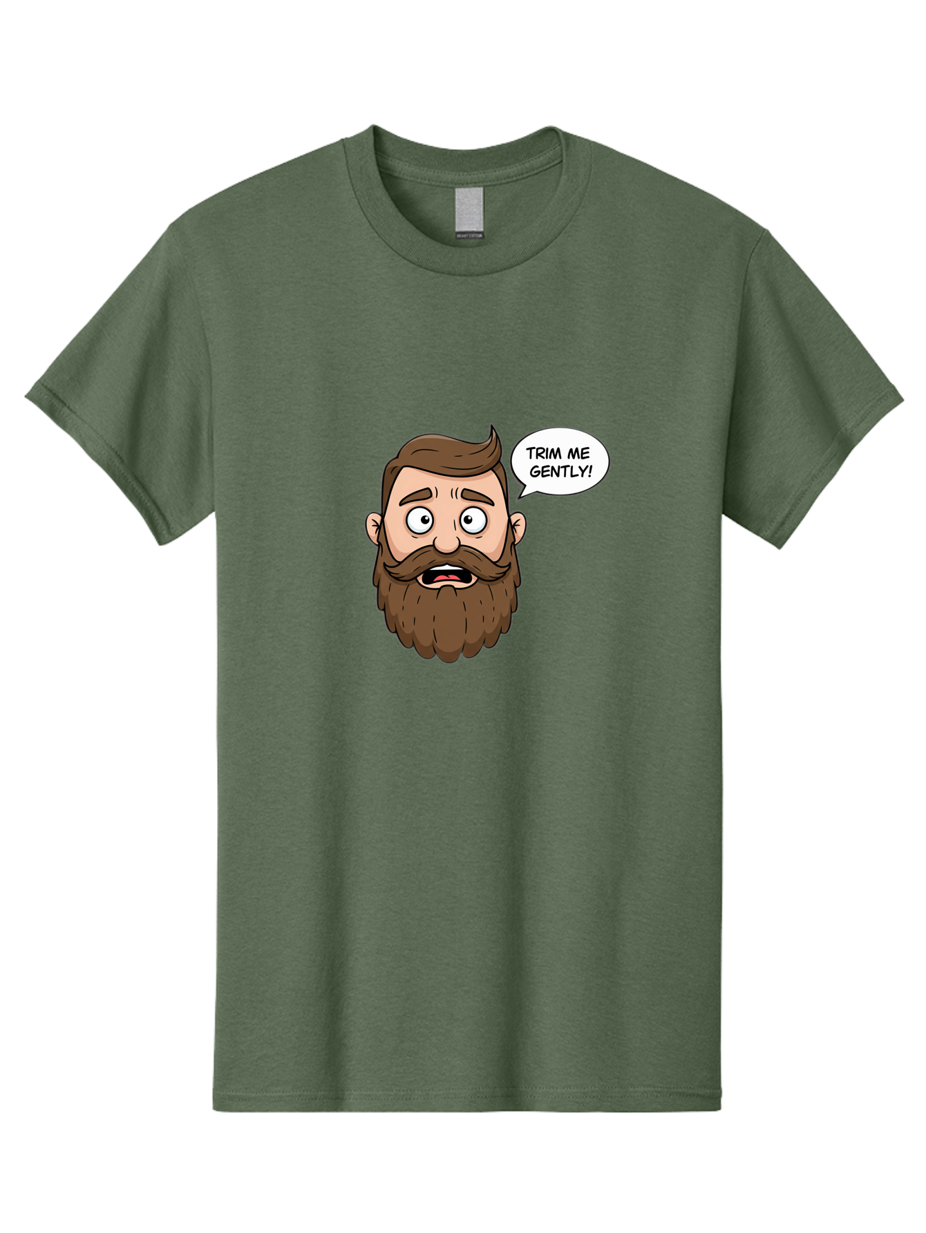 Trim-Me-Gently-3 Men'S Graphic Tee, 100% Cotton, Comfortable Casual Summer Wear, Machine Washable, Cartoon Man With Brown Hair And Beard, Worried Expression, Speech Bubble, Barber Humor, Grooming, Haircut, Men'S Grooming, Comedic Relief Bad864 9