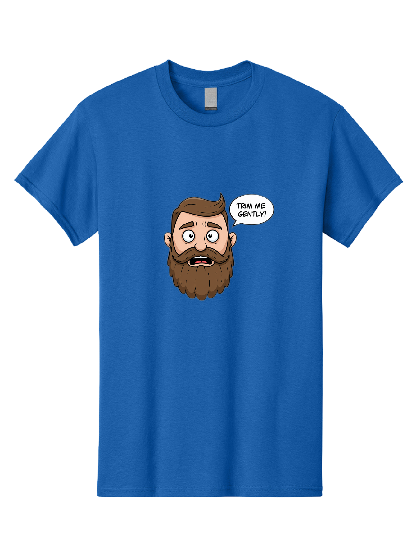 Trim-Me-Gently-3 Men'S Graphic Tee, 100% Cotton, Comfortable Casual Summer Wear, Machine Washable, Cartoon Man With Brown Hair And Beard, Worried Expression, Speech Bubble, Barber Humor, Grooming, Haircut, Men'S Grooming, Comedic Relief Bad864 7
