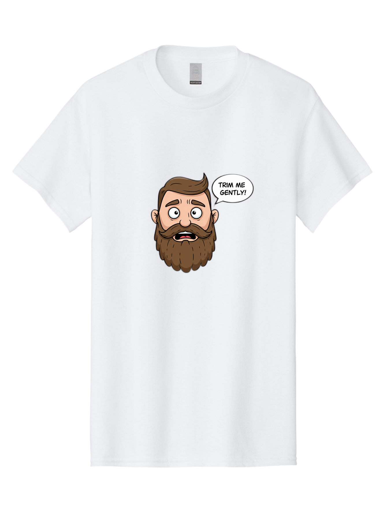 Trim-Me-Gently-3 Men'S Graphic Tee, 100% Cotton, Comfortable Casual Summer Wear, Machine Washable, Cartoon Man With Brown Hair And Beard, Worried Expression, Speech Bubble, Barber Humor, Grooming, Haircut, Men'S Grooming, Comedic Relief Bad864 10