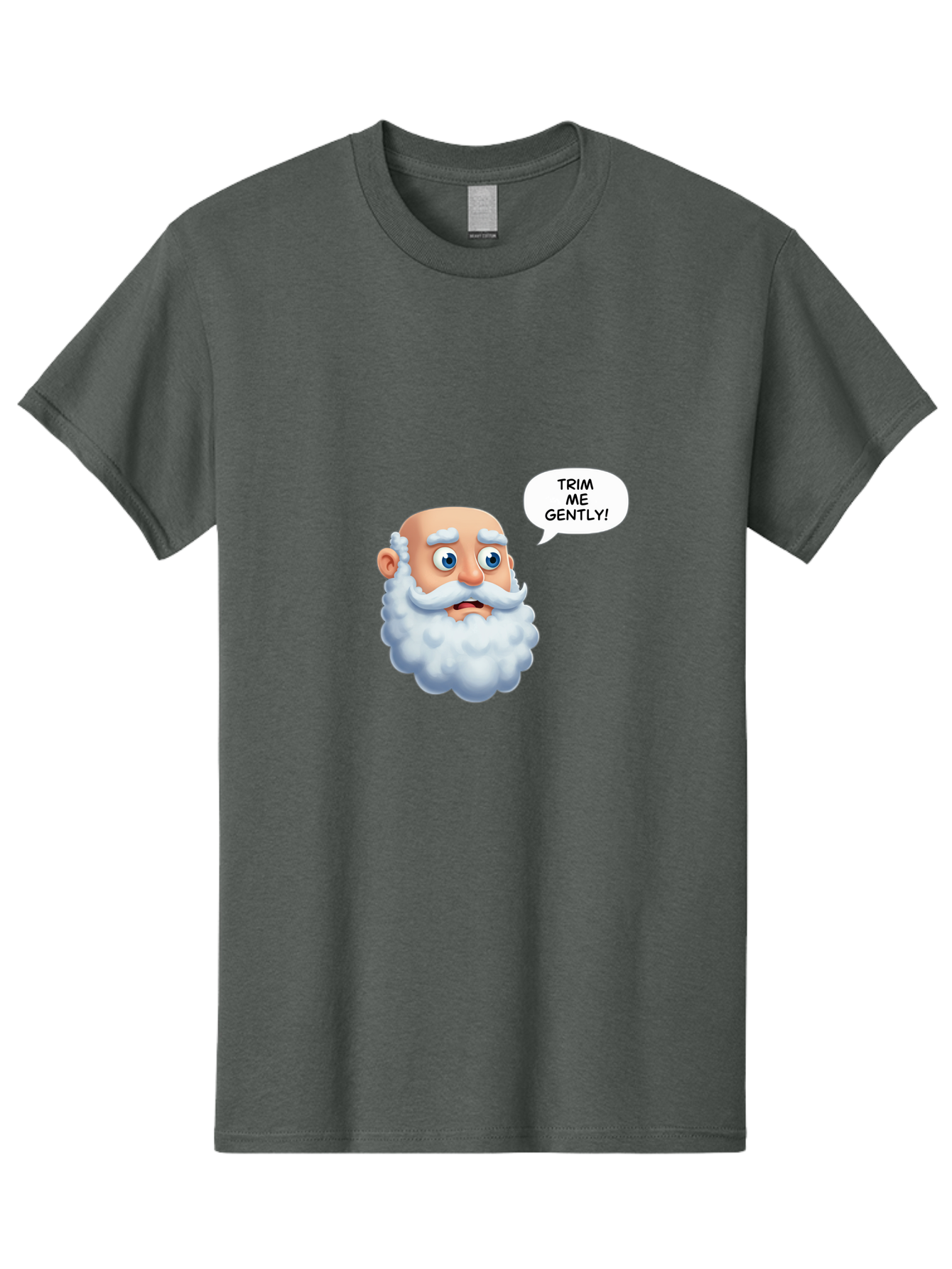 Trim-Me-Gently-4 Men'S Graphic Tee, 100% Cotton, Comfortable Casual Summer Wear, Machine Washable, Funny Cartoon Character, White Beard, Blue Eyes, Humorous Expression, Speech Bubble, Trim Me Gently, Comedic Style, Cartoon Humor, Bad865 6