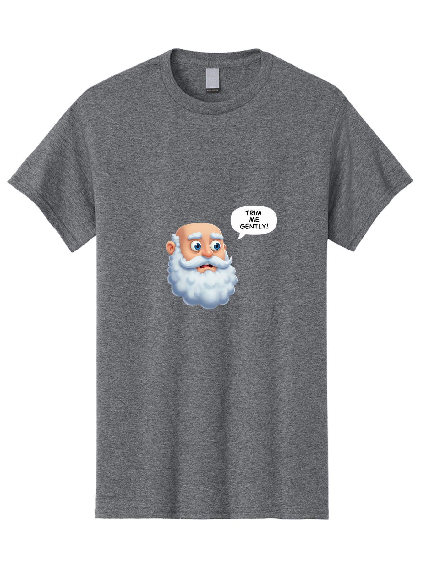 Trim-Me-Gently-4 Men'S Graphic Tee, 100% Cotton, Comfortable Casual Summer Wear, Machine Washable, Funny Cartoon Character, White Beard, Blue Eyes, Humorous Expression, Speech Bubble, Trim Me Gently, Comedic Style, Cartoon Humor, Bad865 10