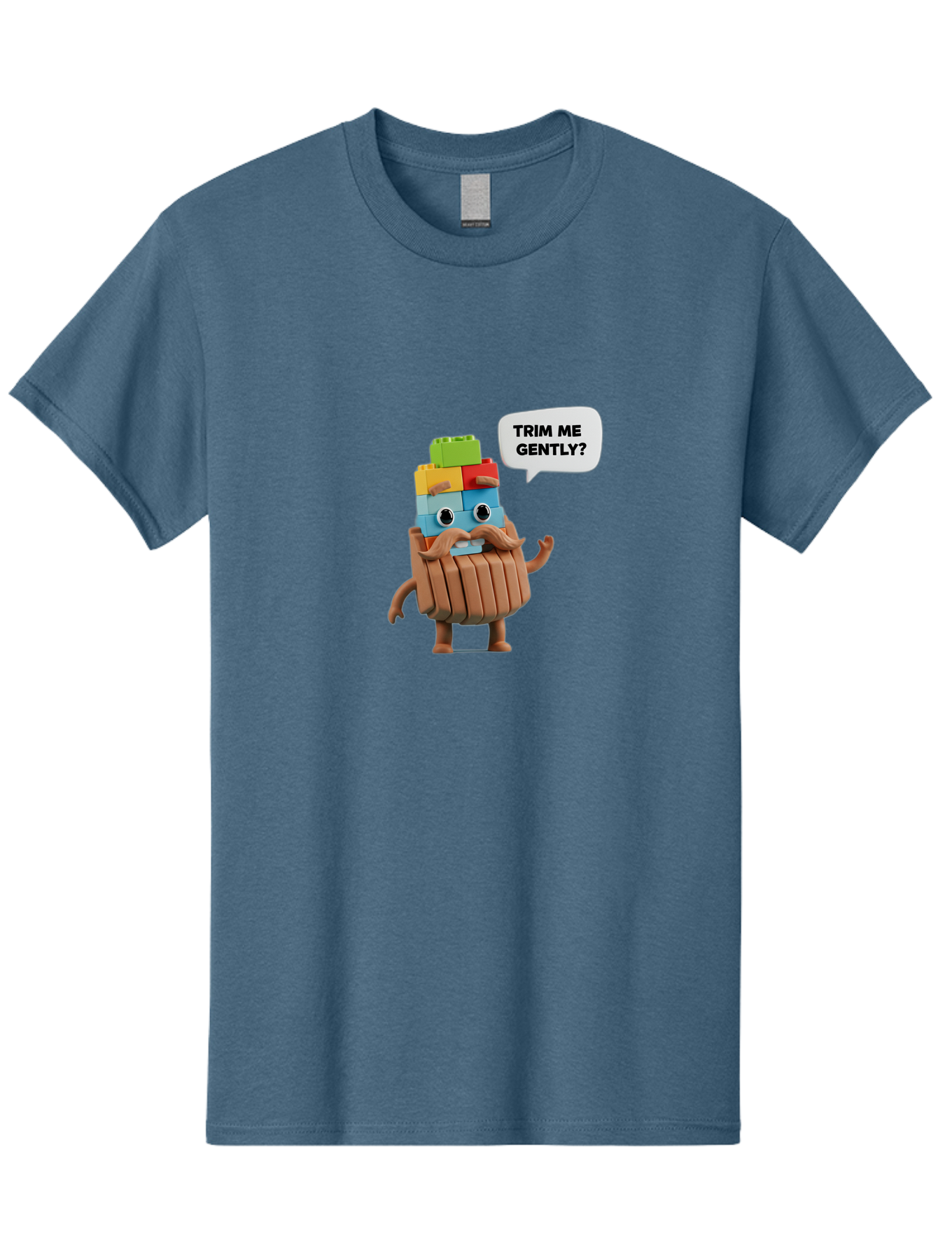 Trim-Me-Gently-5 Men'S Graphic Tee, 100% Cotton, Comfortable Casual Summer Wear, Machine Washable, Funny Character, Lego Figure, Cartoon Style, Humorous Mustache, Comedic Expression, Quirky Personality, Playful Design, Building Blocks, Bad866 10