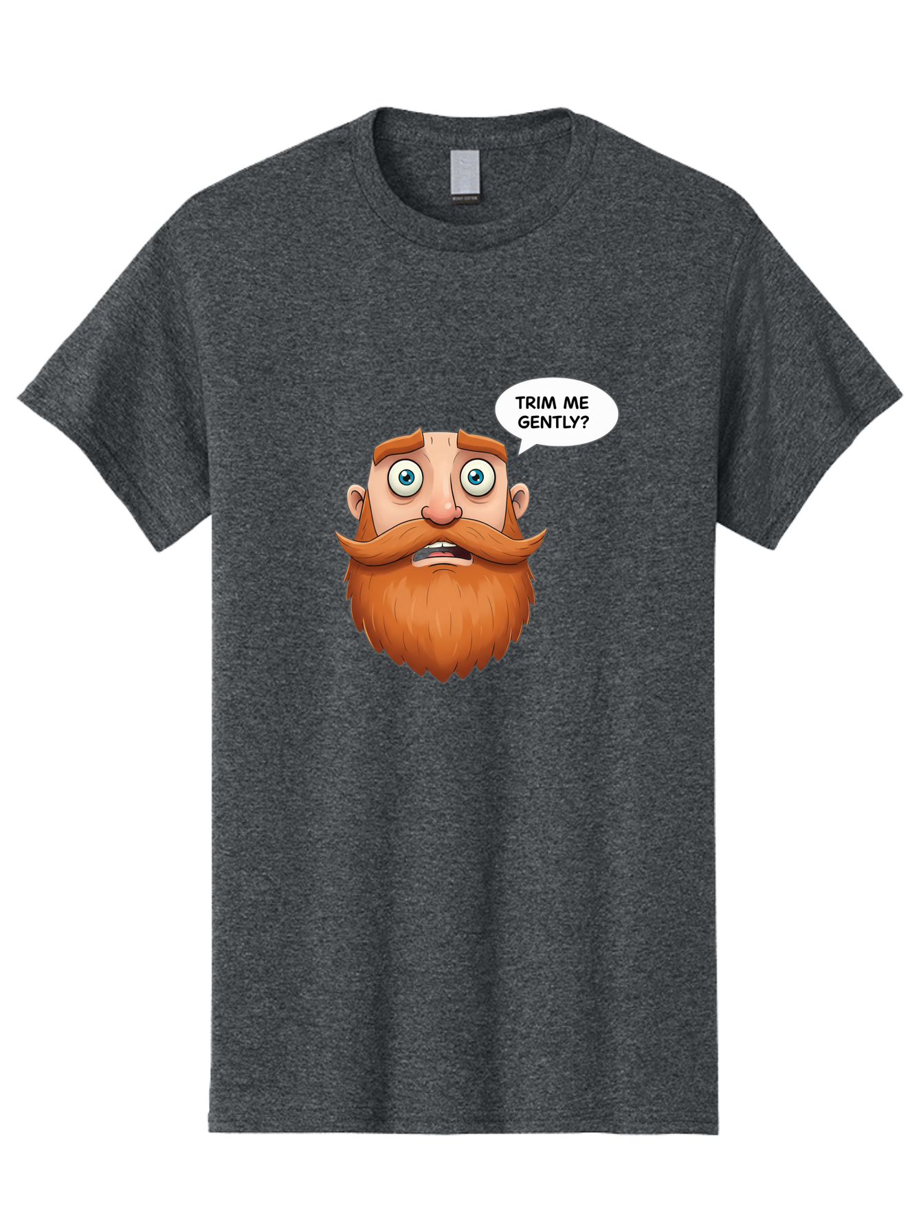 Trim-Me-Gently Men'S Graphic Tee, 100% Cotton, Comfortable Casual Summer Wear, Machine Washable, Cartoon Man With Large Beard, Funny Character, Humorous Illustration, Comedic Expression, Mustache And Beard, Gentle Trim Request, Cartoon Style, Bad867 4