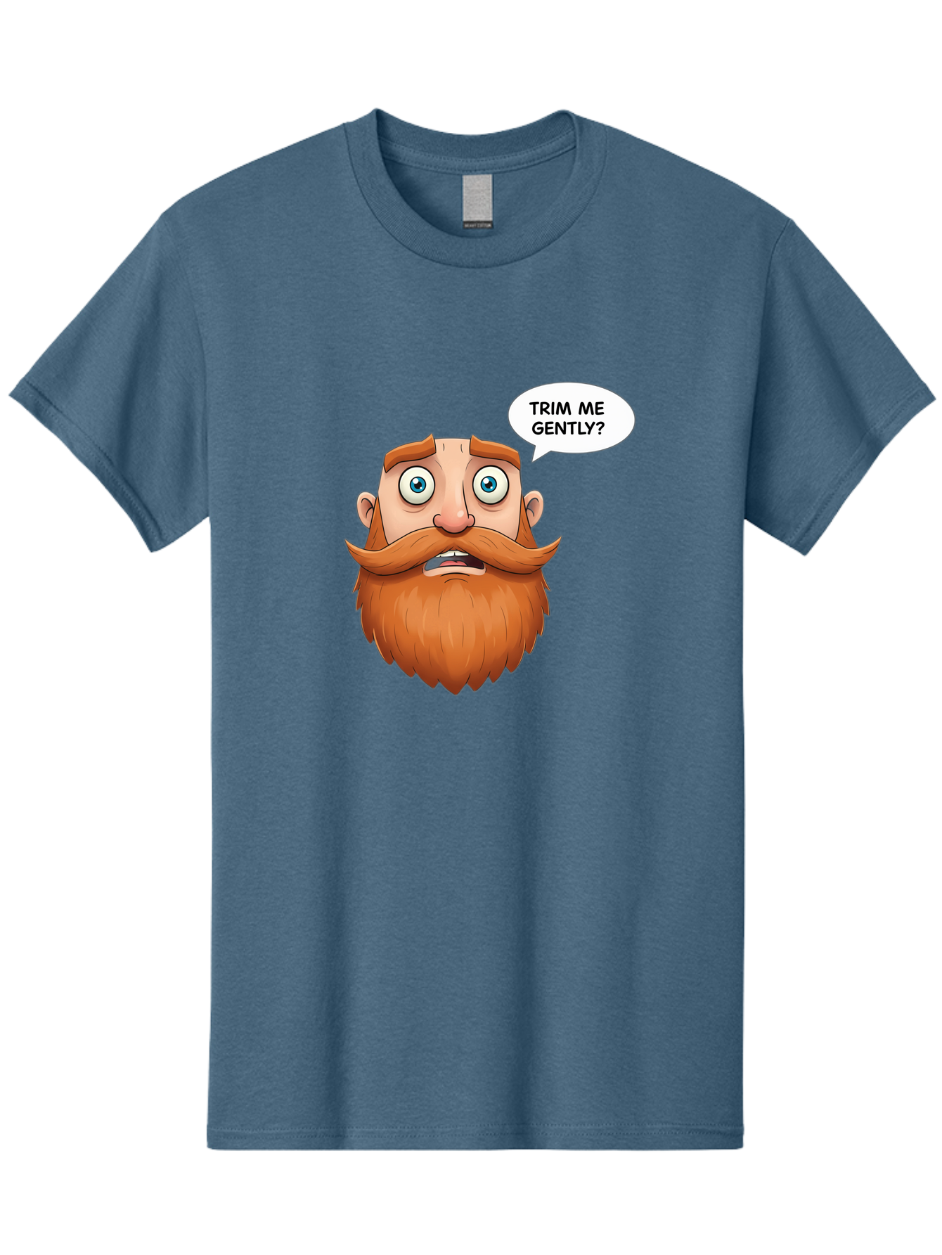 Trim-Me-Gently Men'S Graphic Tee, 100% Cotton, Comfortable Casual Summer Wear, Machine Washable, Cartoon Man With Large Beard, Funny Character, Humorous Illustration, Comedic Expression, Mustache And Beard, Gentle Trim Request, Cartoon Style, Bad867 11
