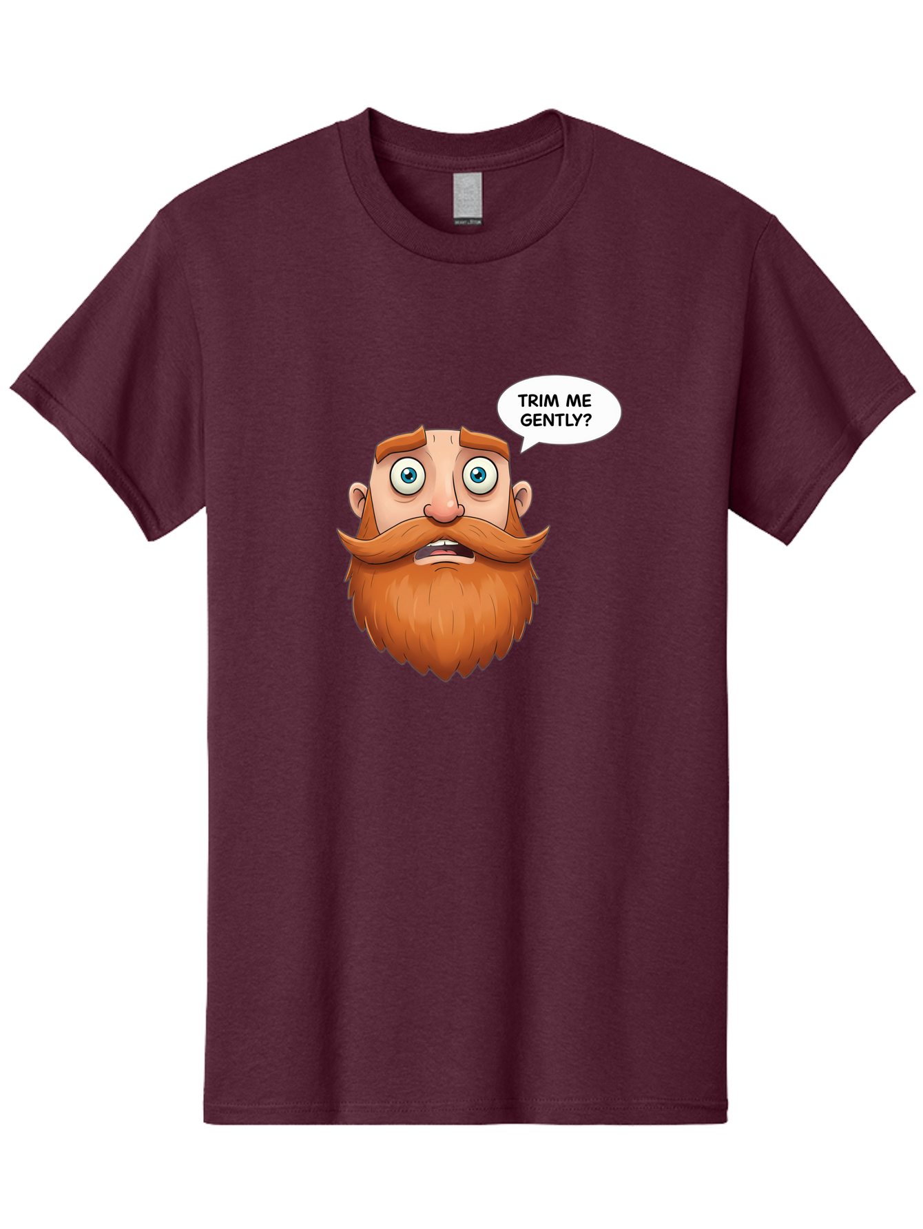 Trim-Me-Gently Men'S Graphic Tee, 100% Cotton, Comfortable Casual Summer Wear, Machine Washable, Cartoon Man With Large Beard, Funny Character, Humorous Illustration, Comedic Expression, Mustache And Beard, Gentle Trim Request, Cartoon Style, Bad867 7
