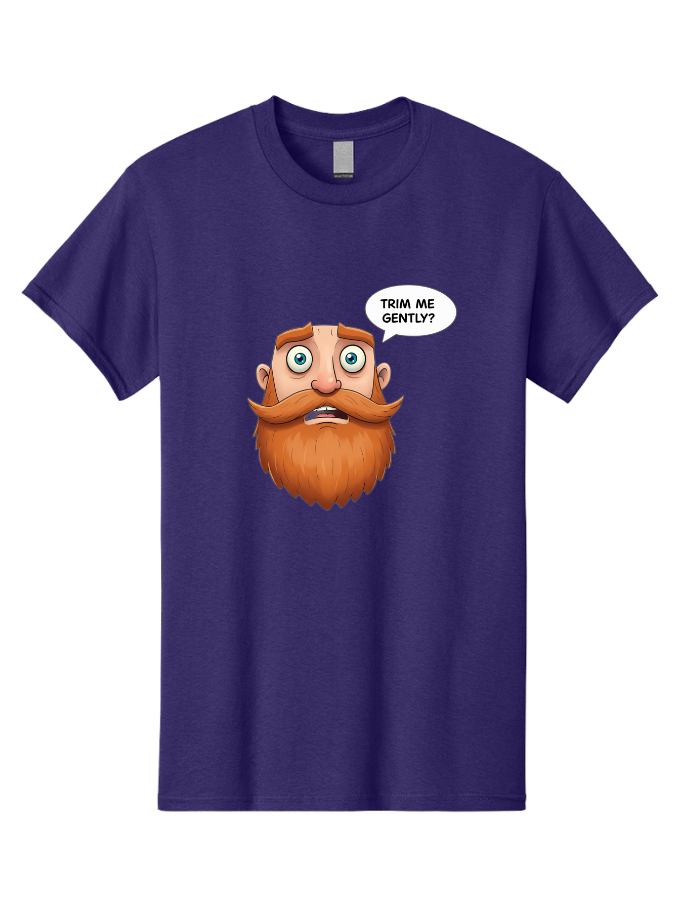 Trim-Me-Gently Men'S Graphic Tee, 100% Cotton, Comfortable Casual Summer Wear, Machine Washable, Cartoon Man With Large Beard, Funny Character, Humorous Illustration, Comedic Expression, Mustache And Beard, Gentle Trim Request, Cartoon Style, Bad867 5