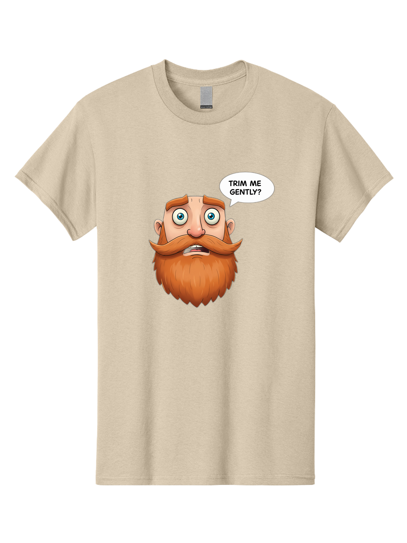 Trim-Me-Gently Men'S Graphic Tee, 100% Cotton, Comfortable Casual Summer Wear, Machine Washable, Cartoon Man With Large Beard, Funny Character, Humorous Illustration, Comedic Expression, Mustache And Beard, Gentle Trim Request, Cartoon Style, Bad867 9