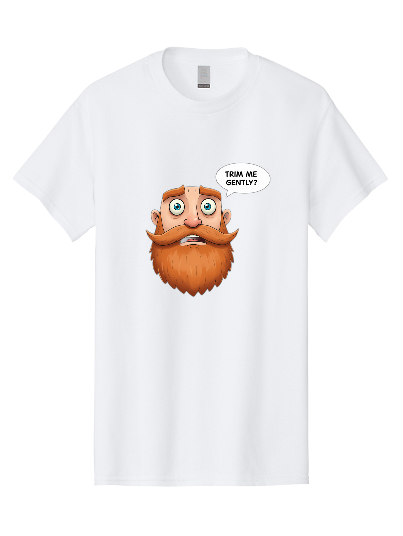 Trim-Me-Gently Men'S Graphic Tee, 100% Cotton, Comfortable Casual Summer Wear, Machine Washable, Cartoon Man With Large Beard, Funny Character, Humorous Illustration, Comedic Expression, Mustache And Beard, Gentle Trim Request, Cartoon Style, Bad867 8