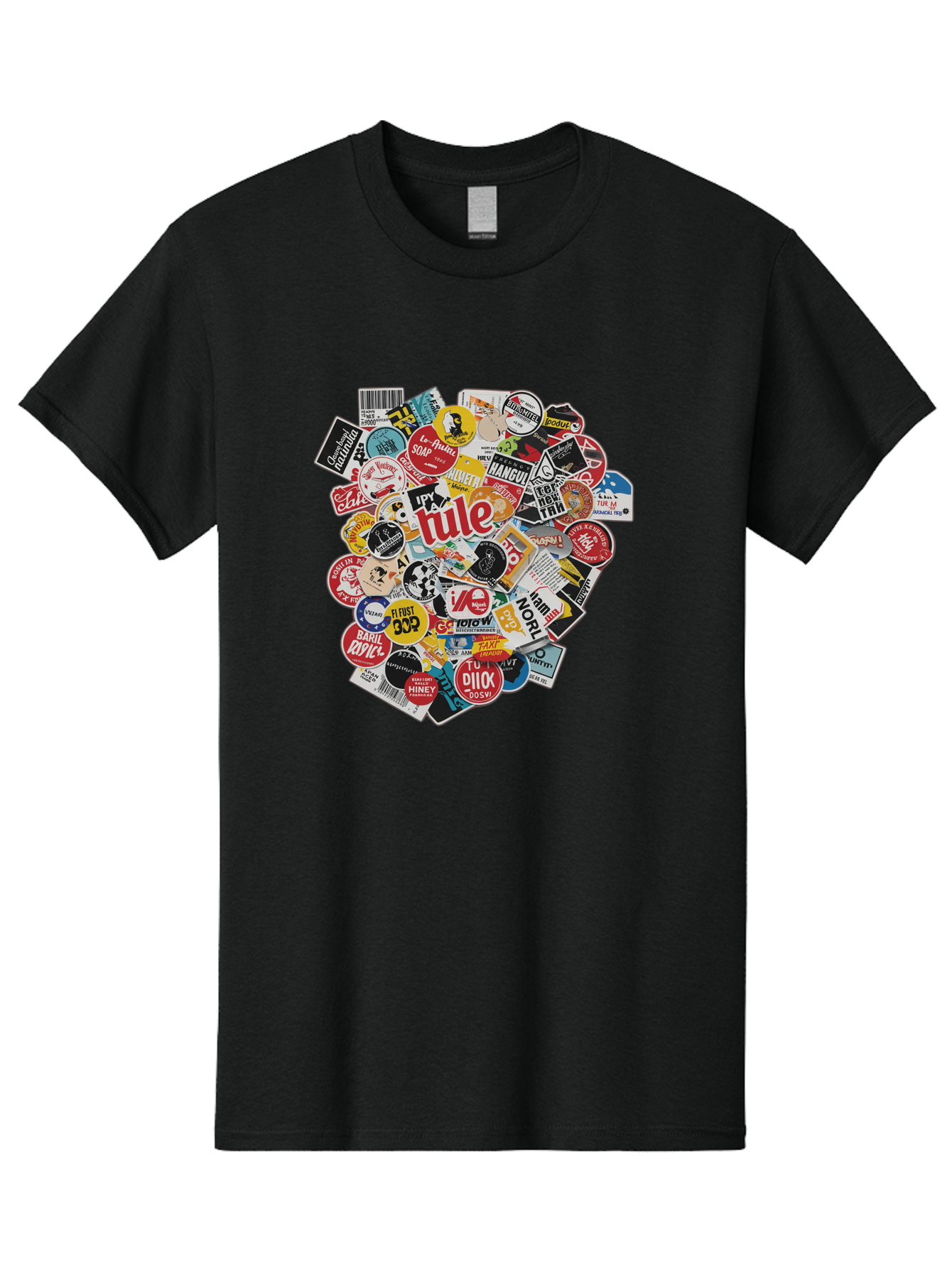 Tule-Sticker-Collage Men'S Graphic Tee, 100% Cotton, Comfortable Casual Summer Wear, Machine Washable, Sticker Collection, Vinyl Stickers, Label Art, Diverse Designs, Quirky Graphics, Bold Typography, Eclectic Mix, Logos, Branding, Decals, Bad868 14