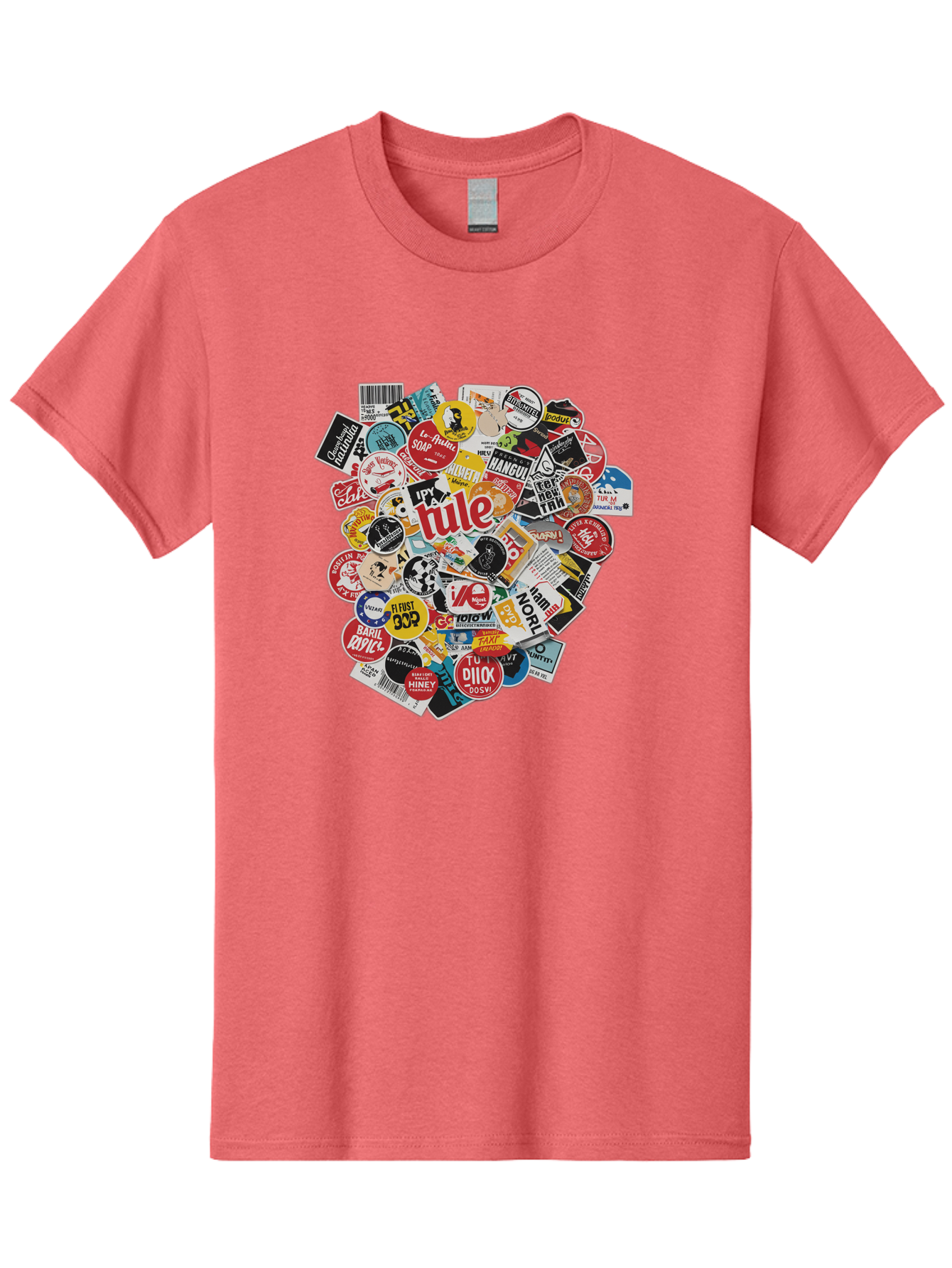 Tule-Sticker-Collage Men'S Graphic Tee, 100% Cotton, Comfortable Casual Summer Wear, Machine Washable, Sticker Collection, Vinyl Stickers, Label Art, Diverse Designs, Quirky Graphics, Bold Typography, Eclectic Mix, Logos, Branding, Decals, Bad868 15