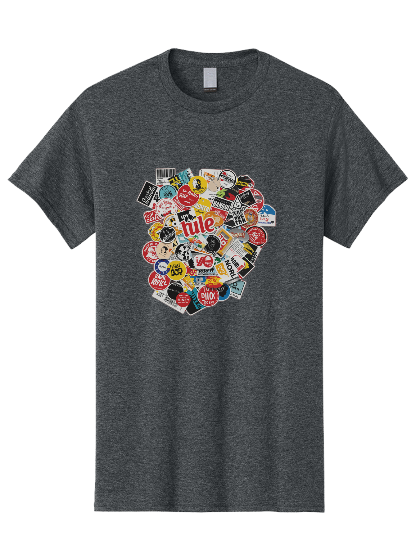 Tule-Sticker-Collage Men'S Graphic Tee, 100% Cotton, Comfortable Casual Summer Wear, Machine Washable, Sticker Collection, Vinyl Stickers, Label Art, Diverse Designs, Quirky Graphics, Bold Typography, Eclectic Mix, Logos, Branding, Decals, Bad868 10