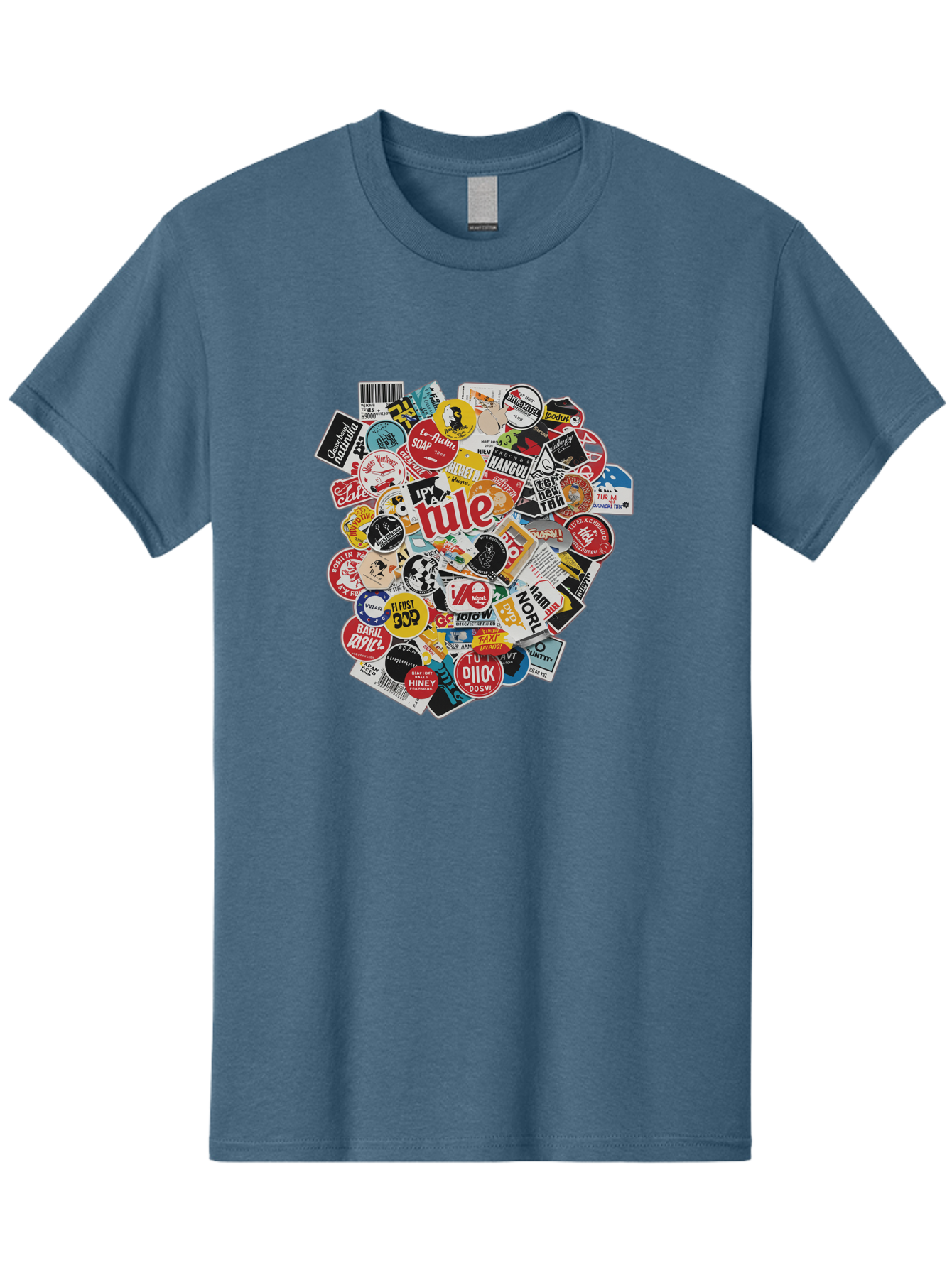 Tule-Sticker-Collage Men'S Graphic Tee, 100% Cotton, Comfortable Casual Summer Wear, Machine Washable, Sticker Collection, Vinyl Stickers, Label Art, Diverse Designs, Quirky Graphics, Bold Typography, Eclectic Mix, Logos, Branding, Decals, Bad868 4