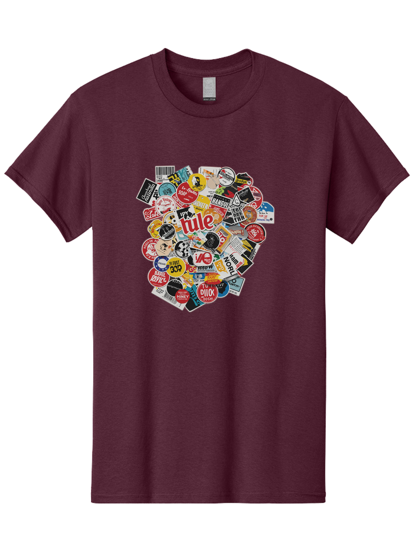 Tule-Sticker-Collage Men'S Graphic Tee, 100% Cotton, Comfortable Casual Summer Wear, Machine Washable, Sticker Collection, Vinyl Stickers, Label Art, Diverse Designs, Quirky Graphics, Bold Typography, Eclectic Mix, Logos, Branding, Decals, Bad868 9