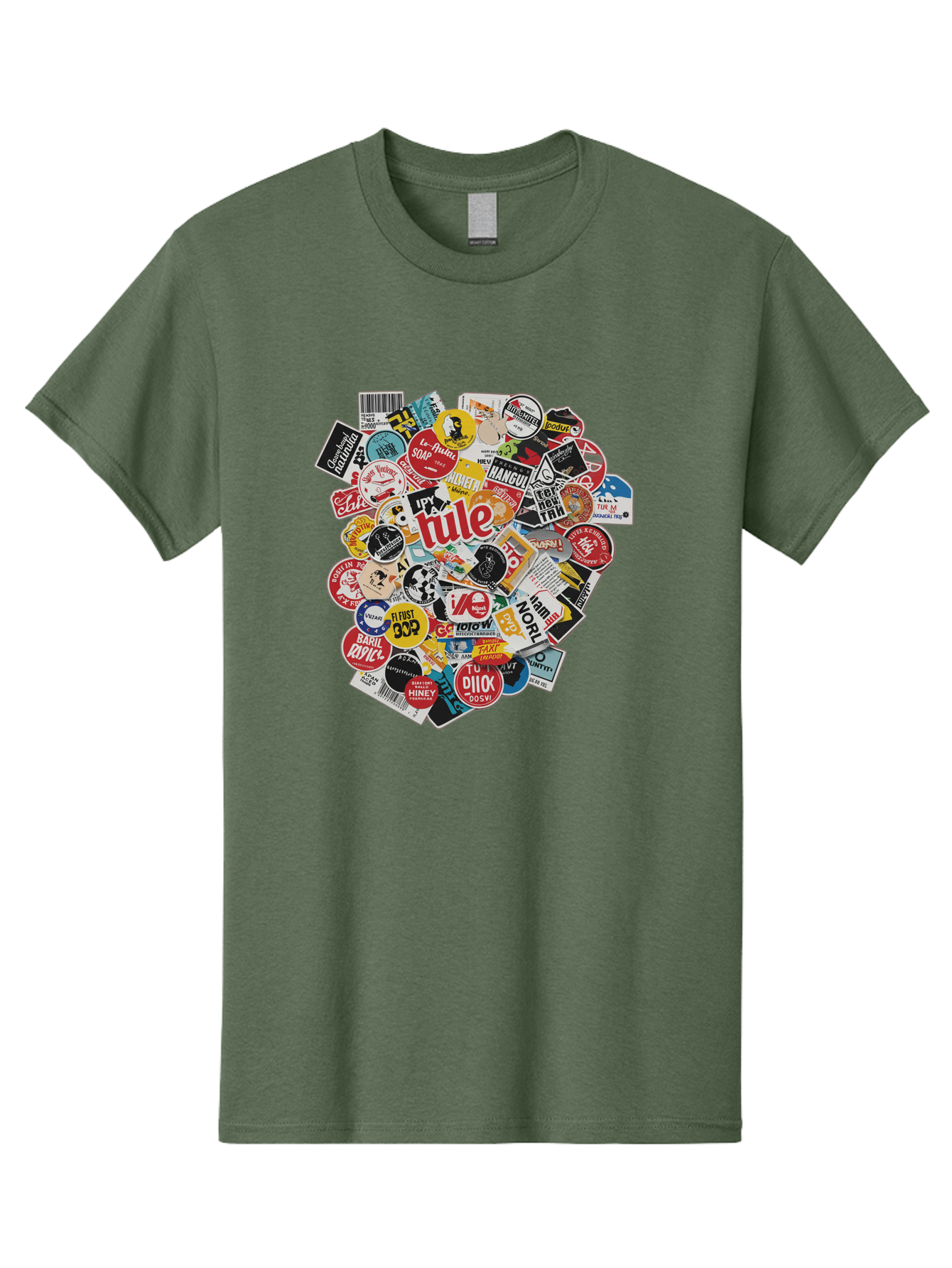 Tule-Sticker-Collage Men'S Graphic Tee, 100% Cotton, Comfortable Casual Summer Wear, Machine Washable, Sticker Collection, Vinyl Stickers, Label Art, Diverse Designs, Quirky Graphics, Bold Typography, Eclectic Mix, Logos, Branding, Decals, Bad868 11
