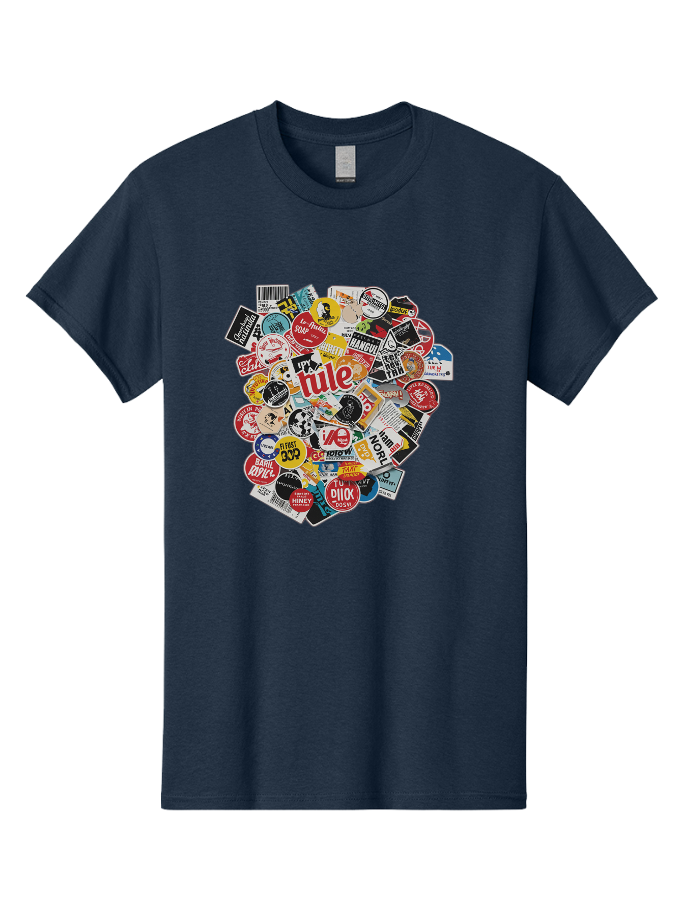 Tule-Sticker-Collage Men'S Graphic Tee, 100% Cotton, Comfortable Casual Summer Wear, Machine Washable, Sticker Collection, Vinyl Stickers, Label Art, Diverse Designs, Quirky Graphics, Bold Typography, Eclectic Mix, Logos, Branding, Decals, Bad868 6