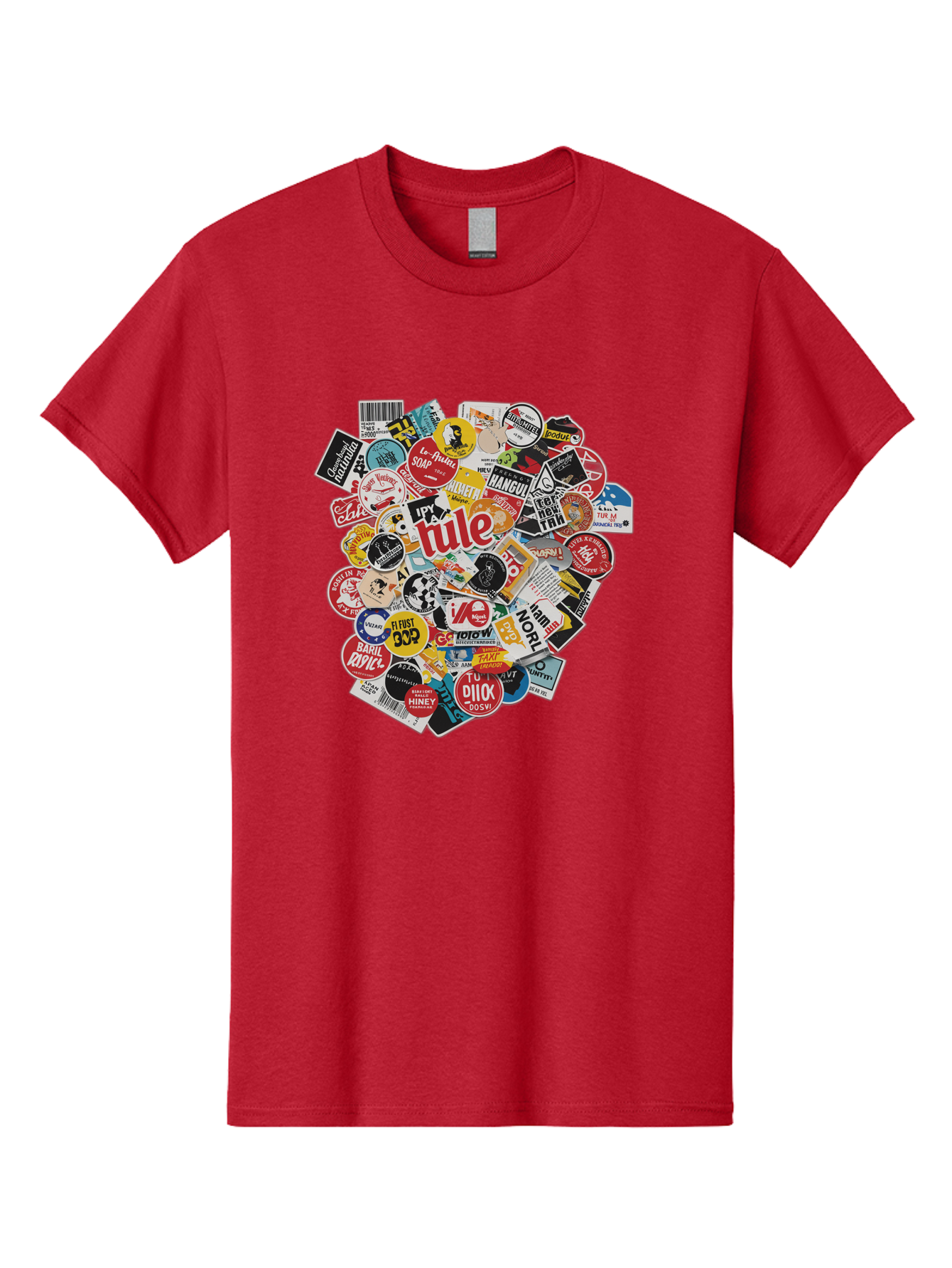 Tule-Sticker-Collage Men'S Graphic Tee, 100% Cotton, Comfortable Casual Summer Wear, Machine Washable, Sticker Collection, Vinyl Stickers, Label Art, Diverse Designs, Quirky Graphics, Bold Typography, Eclectic Mix, Logos, Branding, Decals, Bad868 7