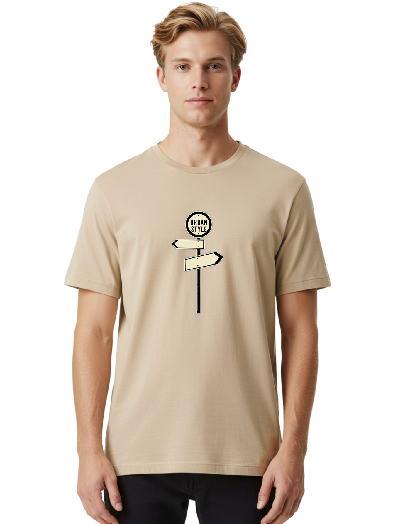 Urban-Style-1 Men'S Graphic Tee, 100% Cotton, Comfortable Casual Summer Wear, Machine Washable, Urban Style, Directional Signs, Street Signs, Blank Arrows, Navigation, Urban Fashion, Modern Design, Minimalist Style, City Navigation, Bad872 17
