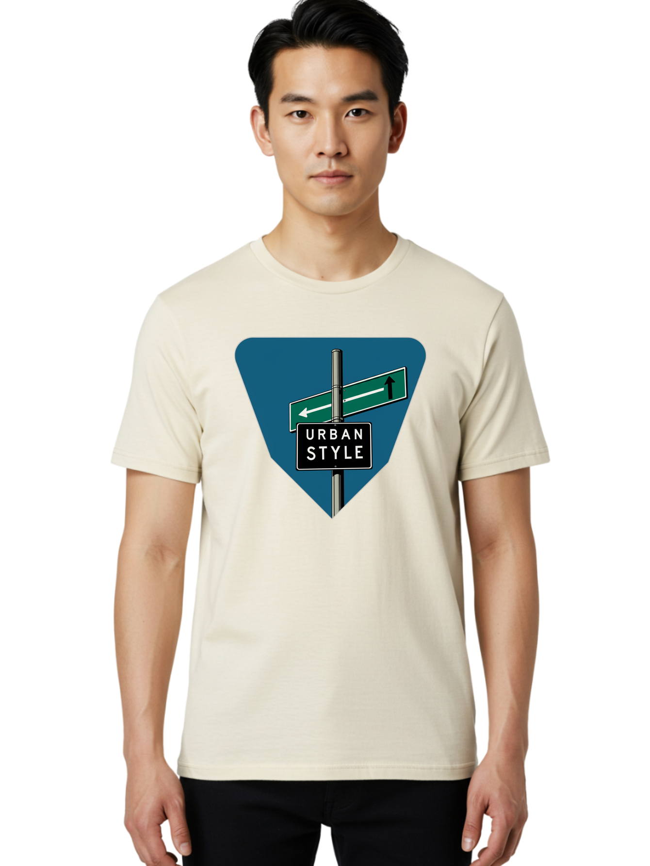 Urban-Style-2 Men'S Graphic Tee, 100% Cotton, Comfortable Casual Summer Wear, Machine Washable, Urban Style Signage, Directional Signs, City Navigation, Street Signs, Urban Direction, Urban Fashion Bad873 17