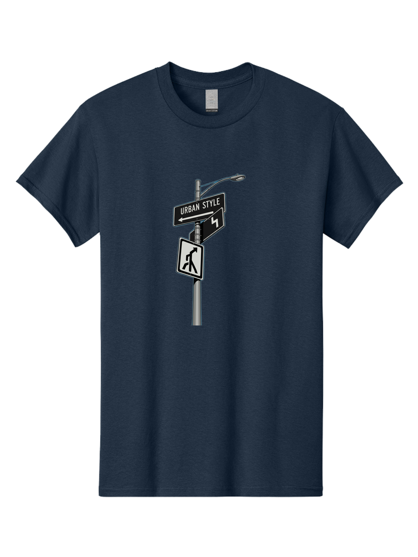 Urban-Style-5 Men'S Graphic Tee, 100% Cotton, Comfortable Casual Summer Wear, Machine Washable, Street Signs, Urban Direction, Street Style, Black And White, Directional Signs, City Life, Pedestrian Crossing, Street Lamp Bad876 12