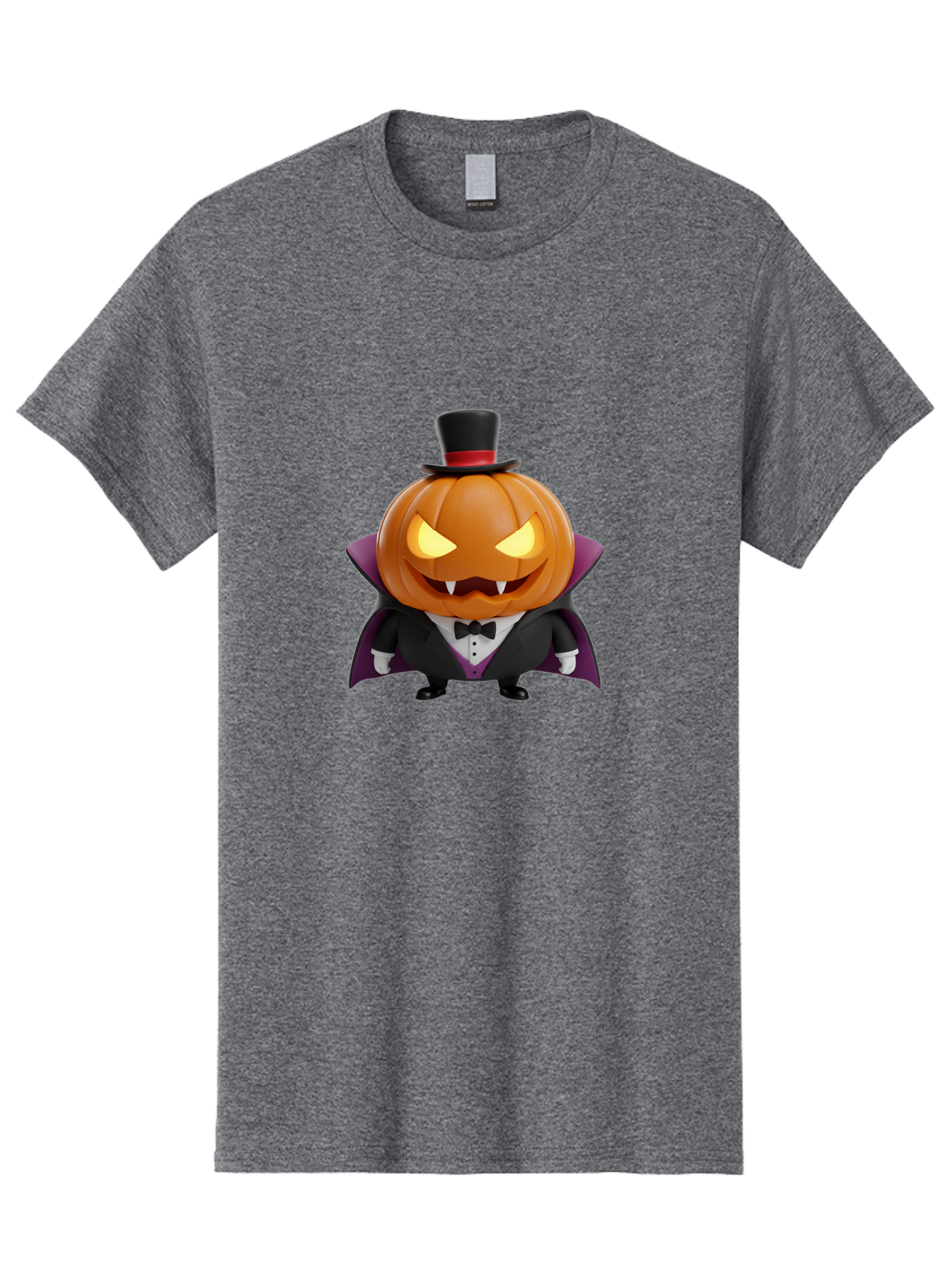 Vampire-Jack-O-Lantern Men'S Graphic Tee, 100% Cotton, Comfortable Casual Summer Wear, Machine Washable, Vampire Jack-O-Lantern, Halloween Character, Cartoon Pumpkin, Fangs, Top Hat, Tuxedo, Cape, Spooky, Halloween Decor, Autumnal Theme, Bad880 9