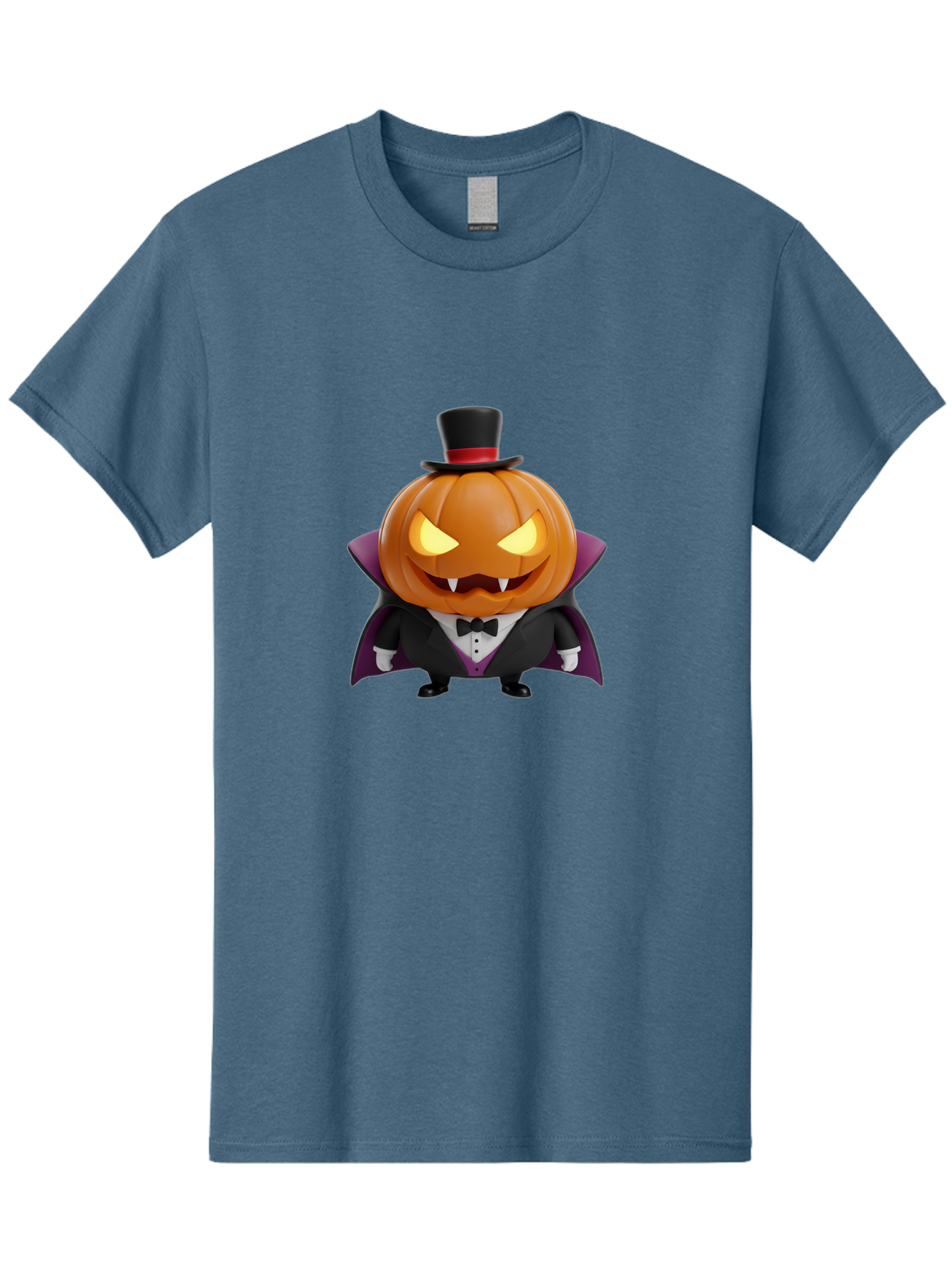 Vampire-Jack-O-Lantern Men'S Graphic Tee, 100% Cotton, Comfortable Casual Summer Wear, Machine Washable, Vampire Jack-O-Lantern, Halloween Character, Cartoon Pumpkin, Fangs, Top Hat, Tuxedo, Cape, Spooky, Halloween Decor, Autumnal Theme, Bad880 15
