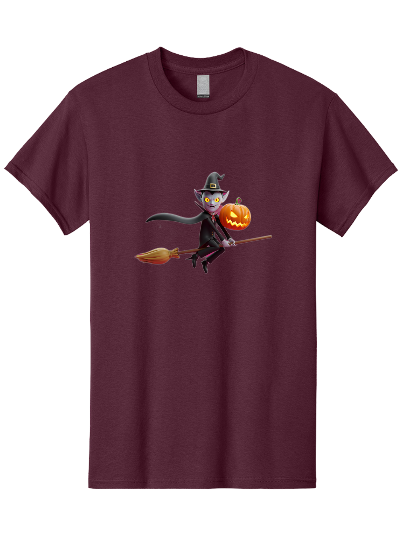 Vampire-Witch Men'S Graphic Tee, 100% Cotton, Comfortable Casual Summer Wear, Machine Washable, Vampire Witch Flying On Broomstick, Holding Jack-O-Lantern, Halloween Character, Spooky Atmosphere, Cartoon-Style Illustration, Bad881 14