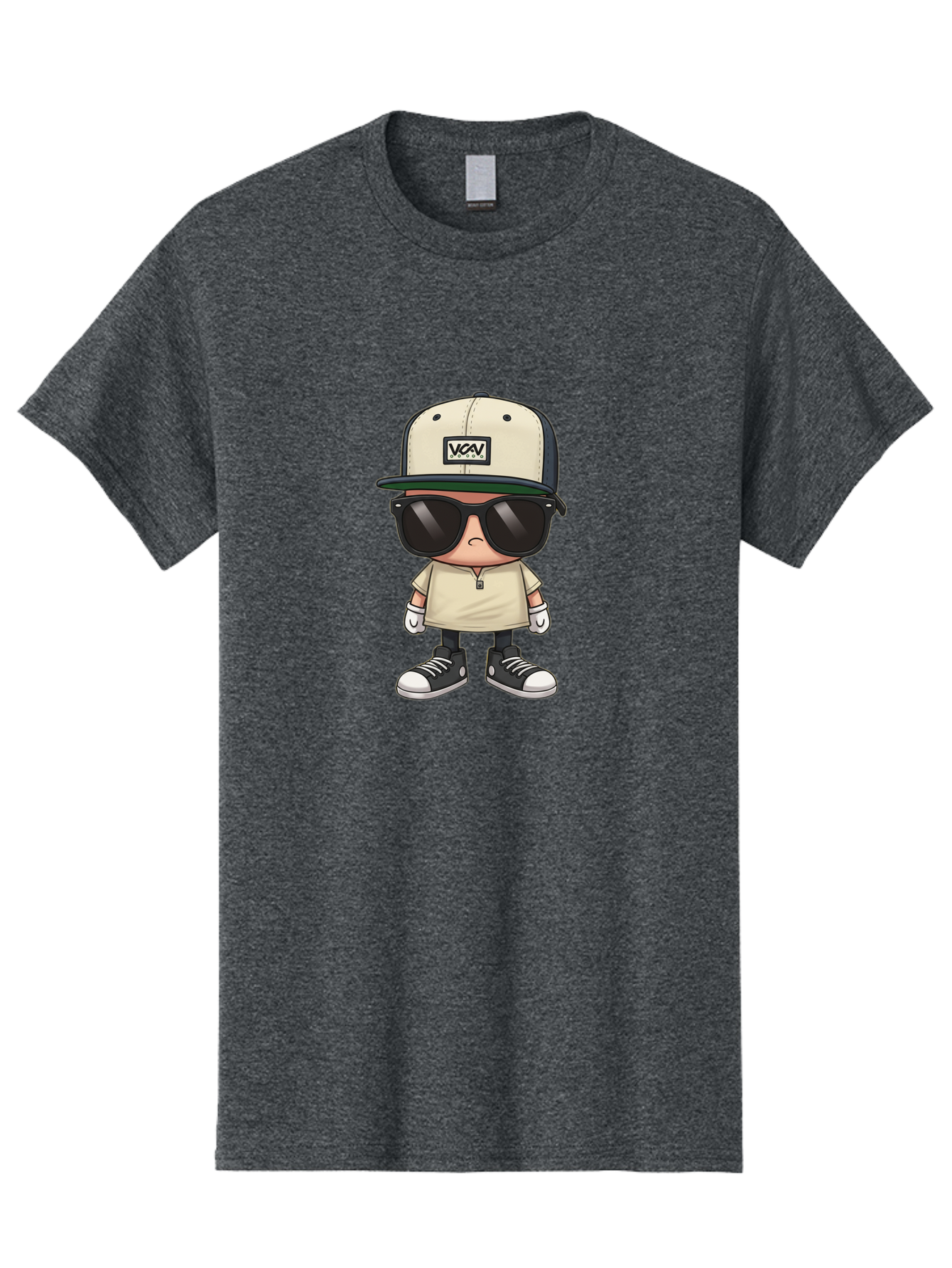 Vca-V-Character Men'S Graphic Tee, 100% Cotton, Comfortable Casual Summer Wear, Machine Washable, Stylish Cartoon Character, Vca Veto Logo, Trendy Clothing, Streetwear Style, Cool Shades, Urban Fashion, Graphic Design, Illustration Art Bad886 8