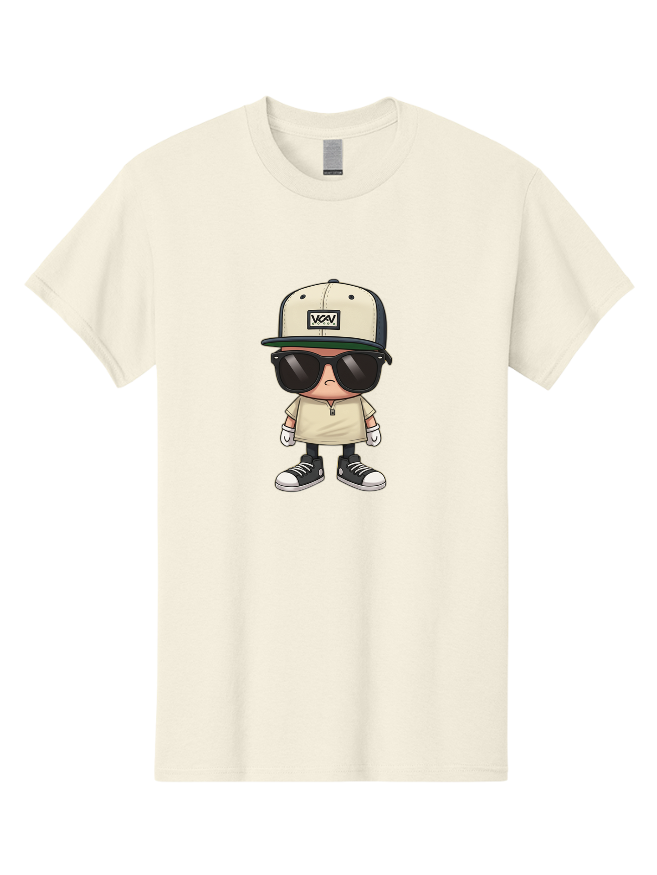 Vca-V-Character Men'S Graphic Tee, 100% Cotton, Comfortable Casual Summer Wear, Machine Washable, Stylish Cartoon Character, Vca Veto Logo, Trendy Clothing, Streetwear Style, Cool Shades, Urban Fashion, Graphic Design, Illustration Art Bad886 14