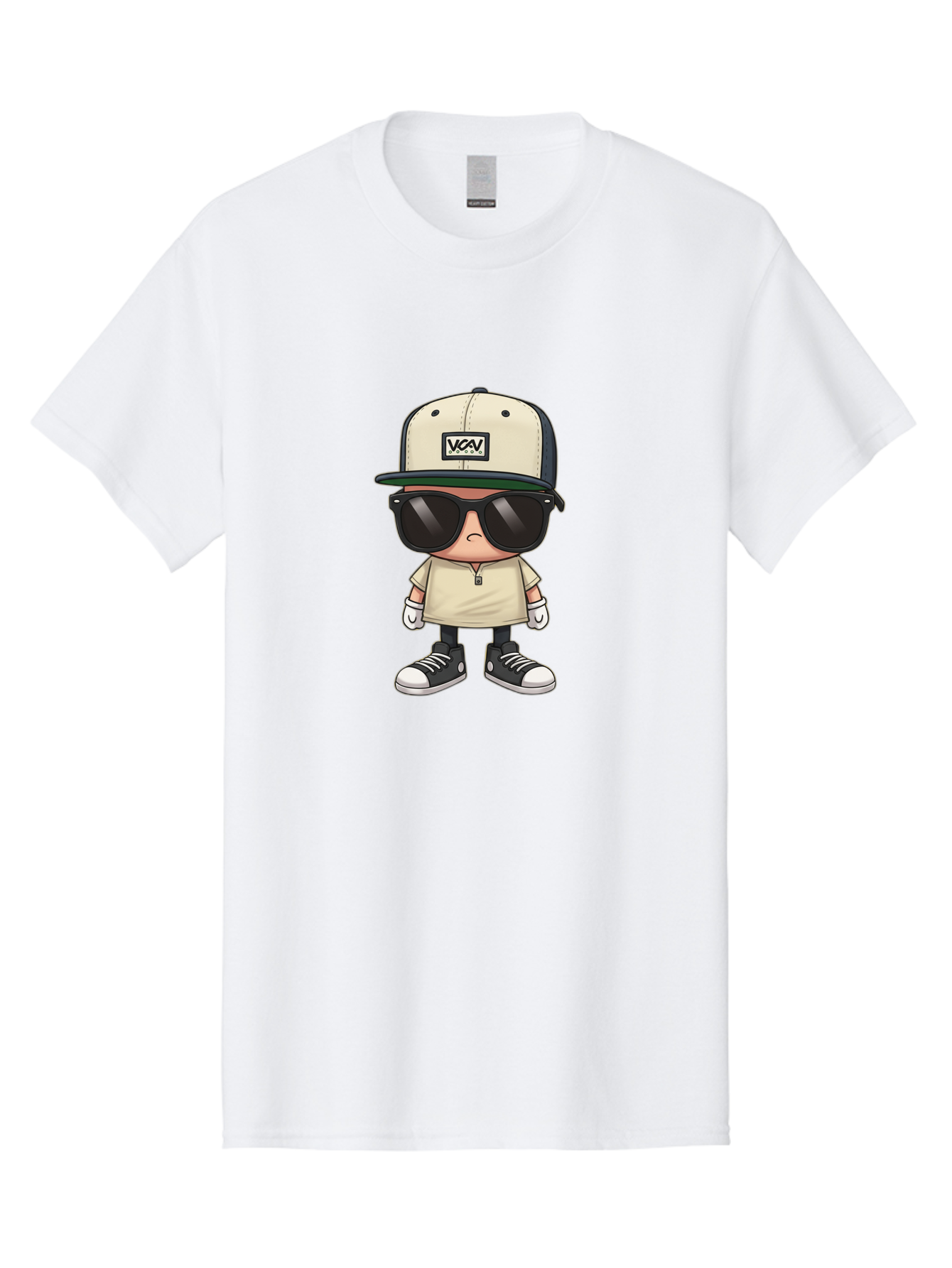 Vca-V-Character Men'S Graphic Tee, 100% Cotton, Comfortable Casual Summer Wear, Machine Washable, Stylish Cartoon Character, Vca Veto Logo, Trendy Clothing, Streetwear Style, Cool Shades, Urban Fashion, Graphic Design, Illustration Art Bad886 11