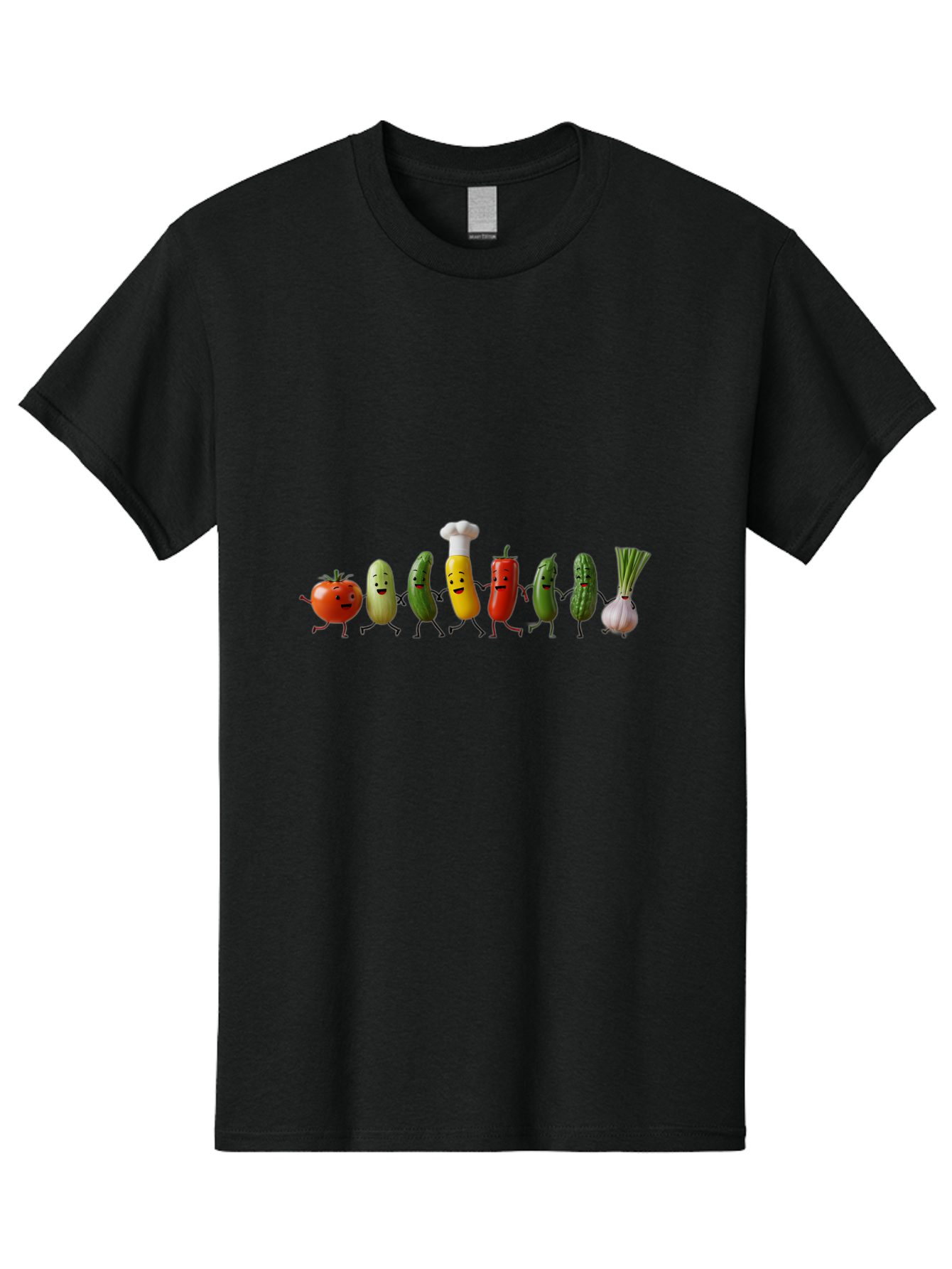 Vegetable-Crew Men'S Graphic Tee, 100% Cotton, Comfortable Casual Summer Wear, Machine Washable, Cartoon Vegetables, Funny Characters, Chef Hat, Tomato, Pickle, Pepper, Onion, Smiling Faces, Dancing Vegetables, Playful Illustration Bad887 8