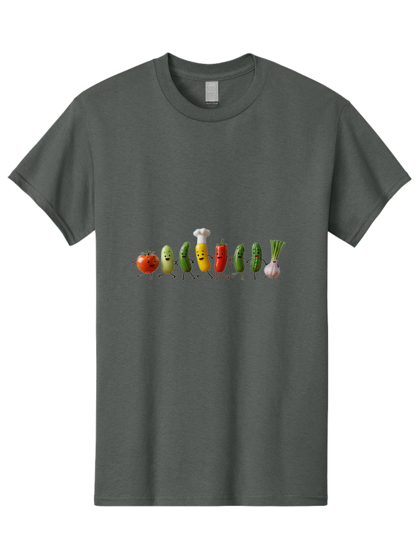 Vegetable-Crew Men'S Graphic Tee, 100% Cotton, Comfortable Casual Summer Wear, Machine Washable, Cartoon Vegetables, Funny Characters, Chef Hat, Tomato, Pickle, Pepper, Onion, Smiling Faces, Dancing Vegetables, Playful Illustration Bad887 14