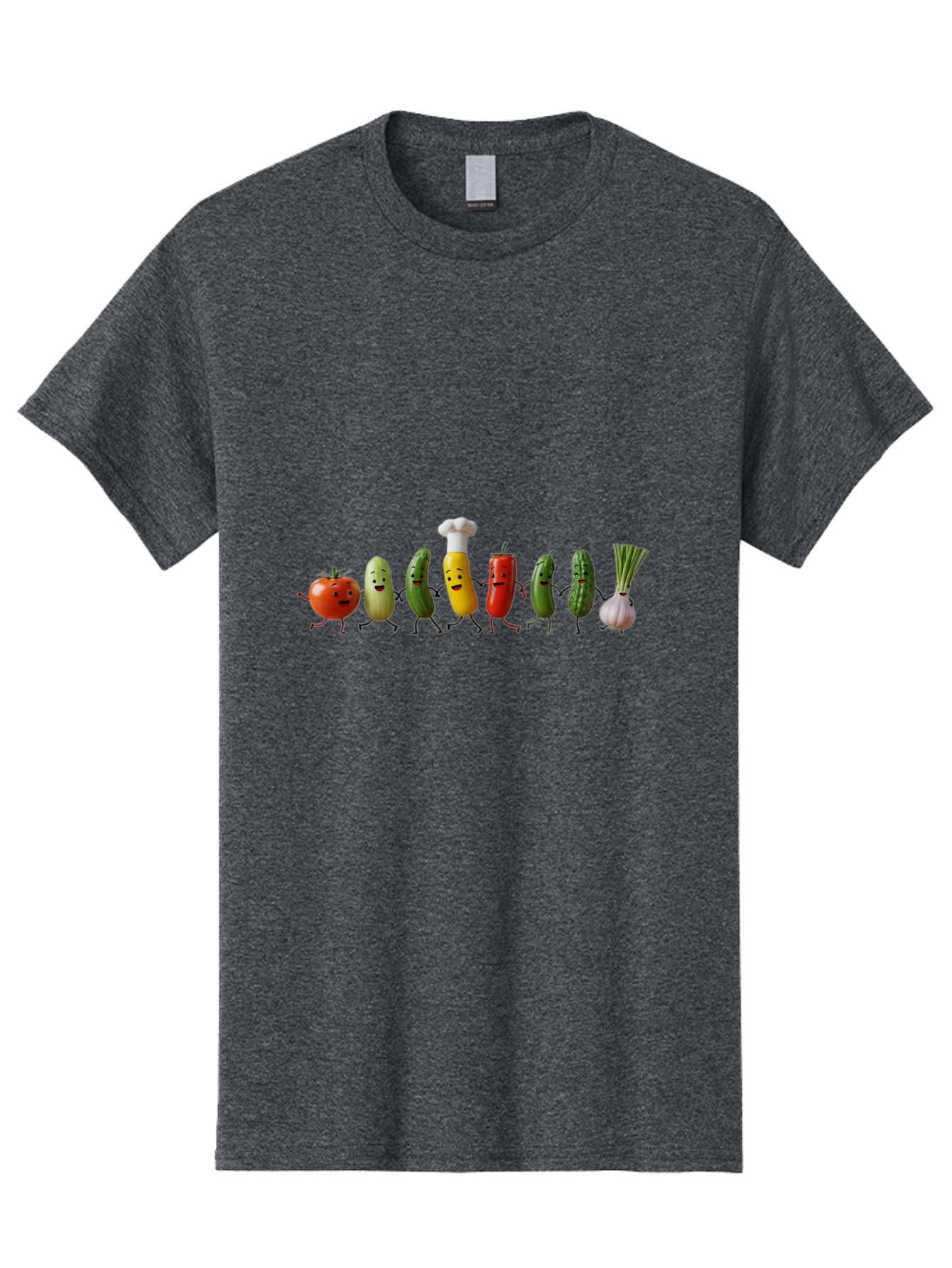 Vegetable-Crew Men'S Graphic Tee, 100% Cotton, Comfortable Casual Summer Wear, Machine Washable, Cartoon Vegetables, Funny Characters, Chef Hat, Tomato, Pickle, Pepper, Onion, Smiling Faces, Dancing Vegetables, Playful Illustration Bad887 7