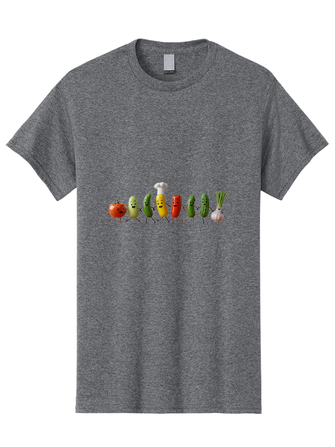 Vegetable-Crew Men'S Graphic Tee, 100% Cotton, Comfortable Casual Summer Wear, Machine Washable, Cartoon Vegetables, Funny Characters, Chef Hat, Tomato, Pickle, Pepper, Onion, Smiling Faces, Dancing Vegetables, Playful Illustration Bad887 10