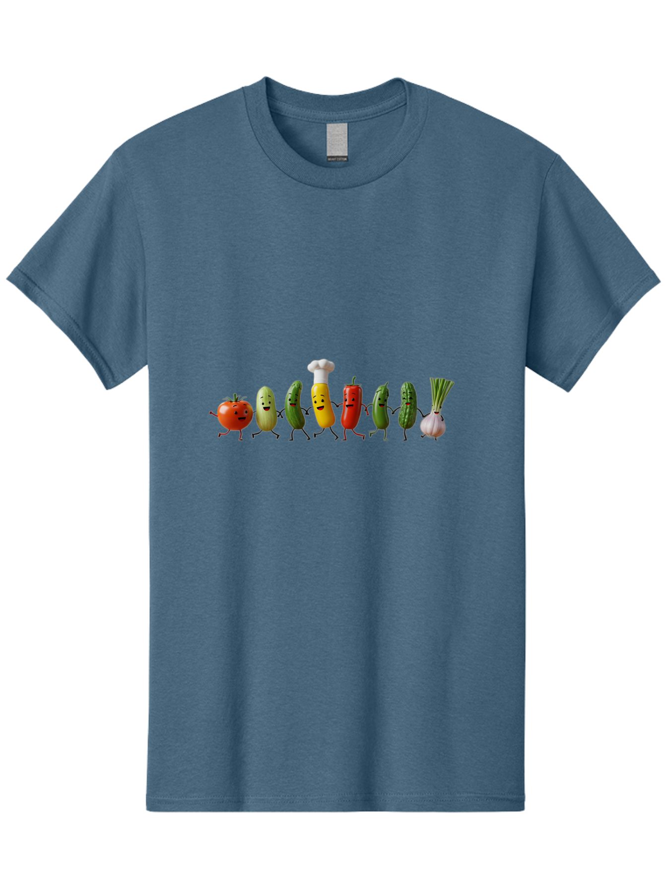 Vegetable-Crew Men'S Graphic Tee, 100% Cotton, Comfortable Casual Summer Wear, Machine Washable, Cartoon Vegetables, Funny Characters, Chef Hat, Tomato, Pickle, Pepper, Onion, Smiling Faces, Dancing Vegetables, Playful Illustration Bad887 12