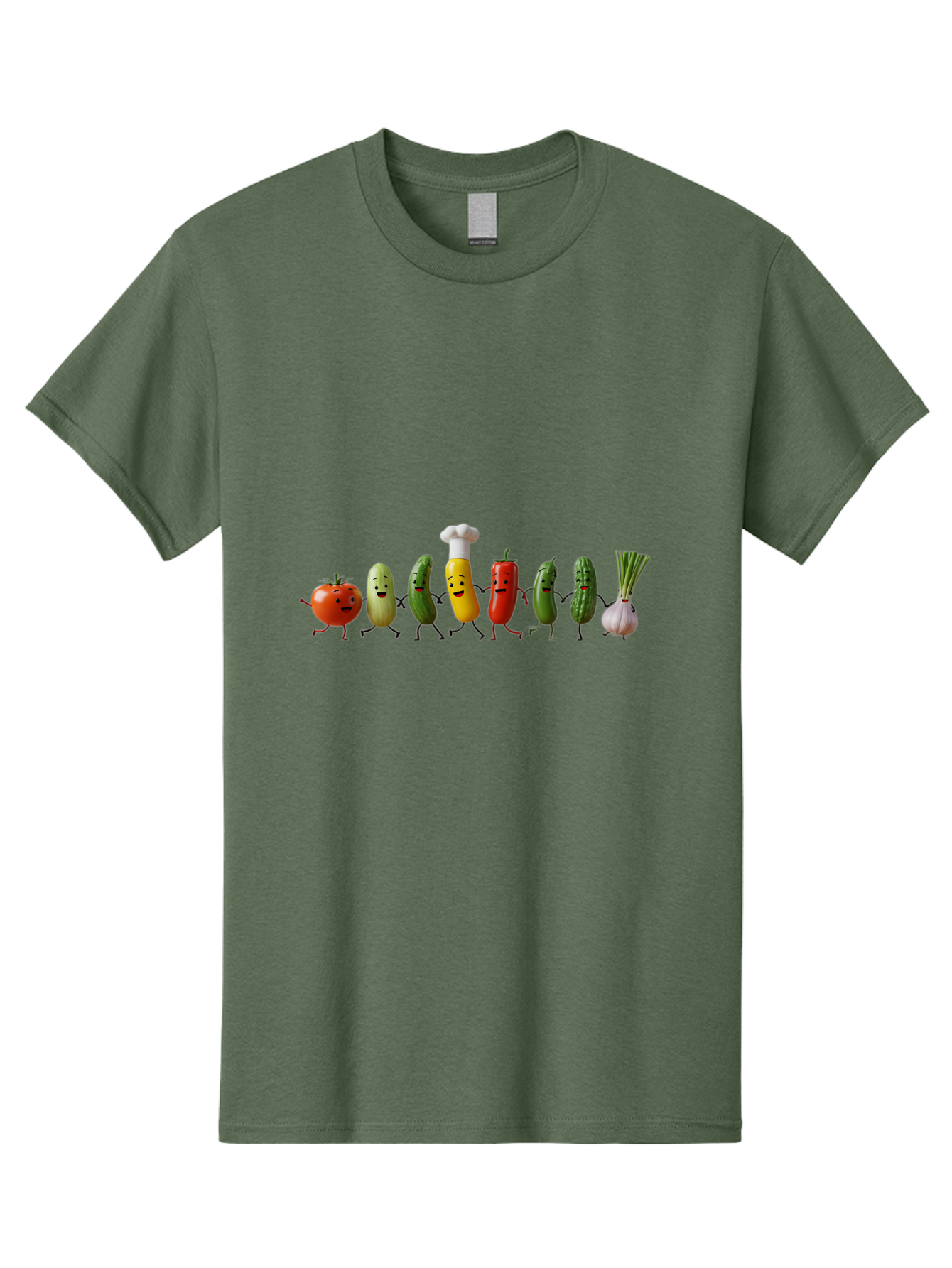 Vegetable-Crew Men'S Graphic Tee, 100% Cotton, Comfortable Casual Summer Wear, Machine Washable, Cartoon Vegetables, Funny Characters, Chef Hat, Tomato, Pickle, Pepper, Onion, Smiling Faces, Dancing Vegetables, Playful Illustration Bad887 9