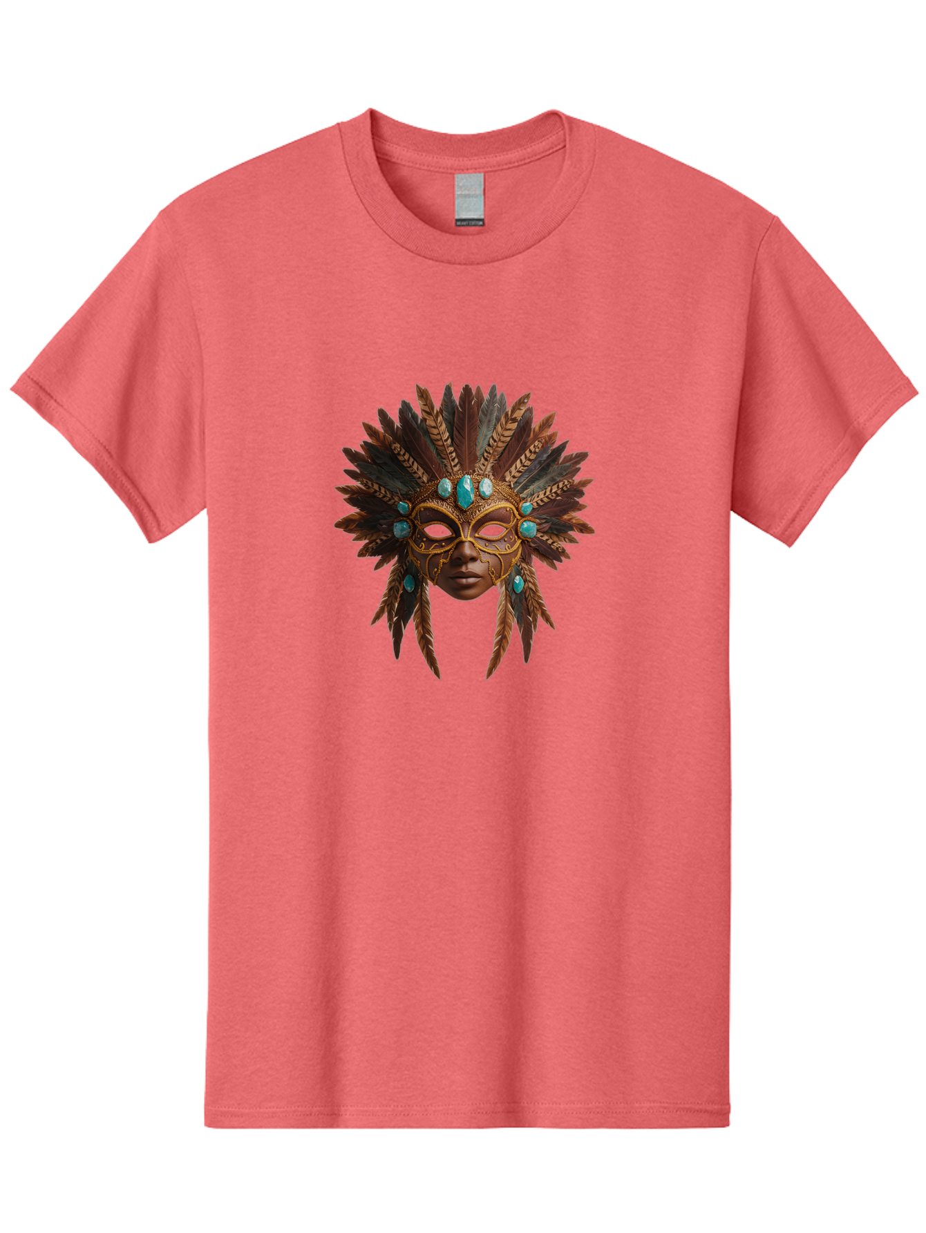 Venetian-Mask-1 Men'S Graphic Tee, 100% Cotton, Comfortable Casual Summer Wear, Machine Washable, Golden Mask, Feathered Headdress, Blue Jewels, Mysterious, Elegant, Luxury, Masquerade, Decorative, Ornate, Intricate Bad888 12