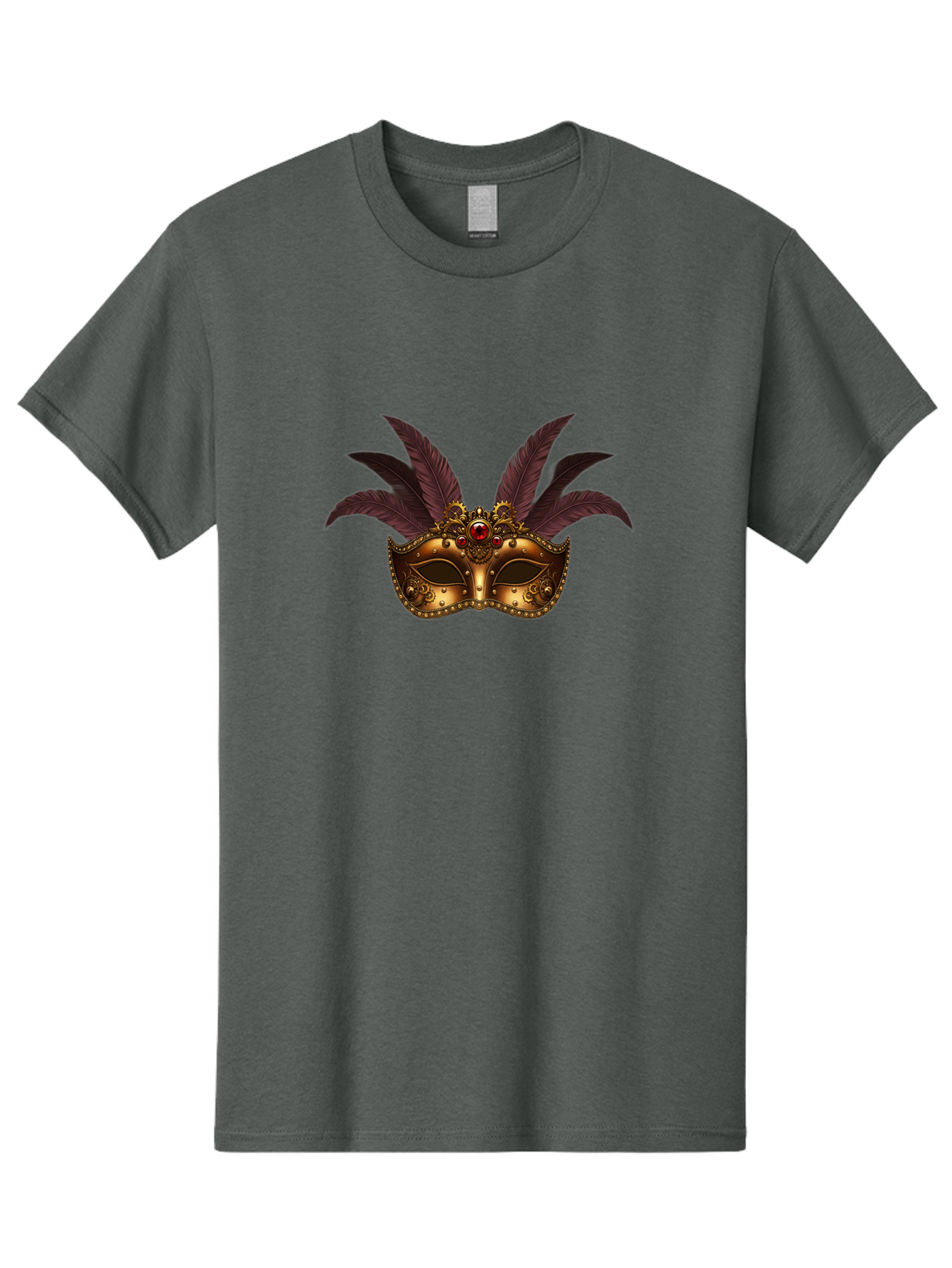 Venetian-Mask Men'S Graphic Tee, 100% Cotton, Comfortable Casual Summer Wear, Machine Washable, Golden Mask With Feathers, Venetian Mask, Carnival Mask, Red Jewel, Luxurious Design, Decorative Mask, Masquerade Ball Bad893 14
