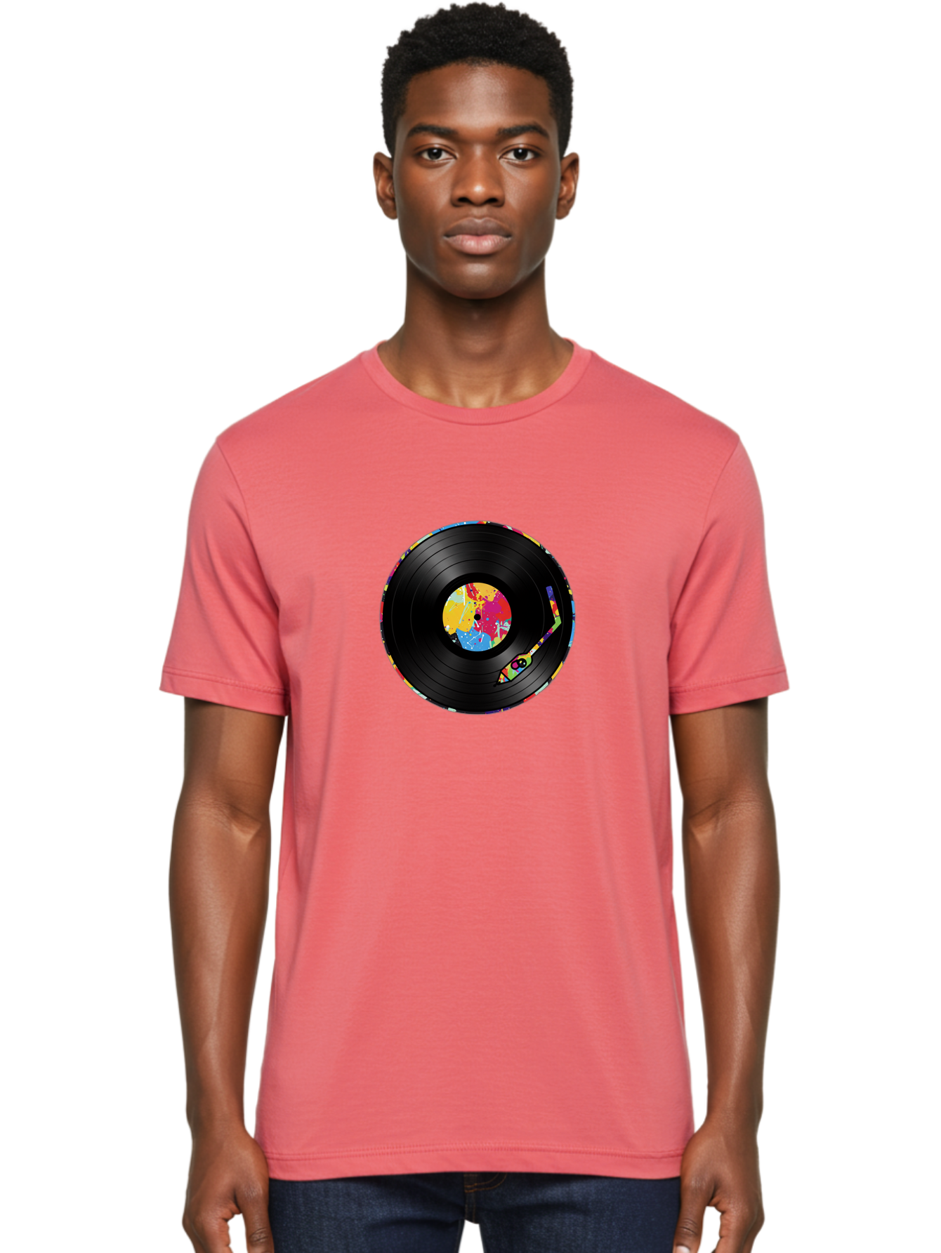 Vinyl-Record-3 Men'S Graphic Tee, 100% Cotton, Comfortable Casual Summer Wear, Machine Washable, Vinyl Record, Colorful Label, Music Art, Paint Splatter Design, Album Cover, Music Lover, Retro Vibe, Record Collector Bad898 27