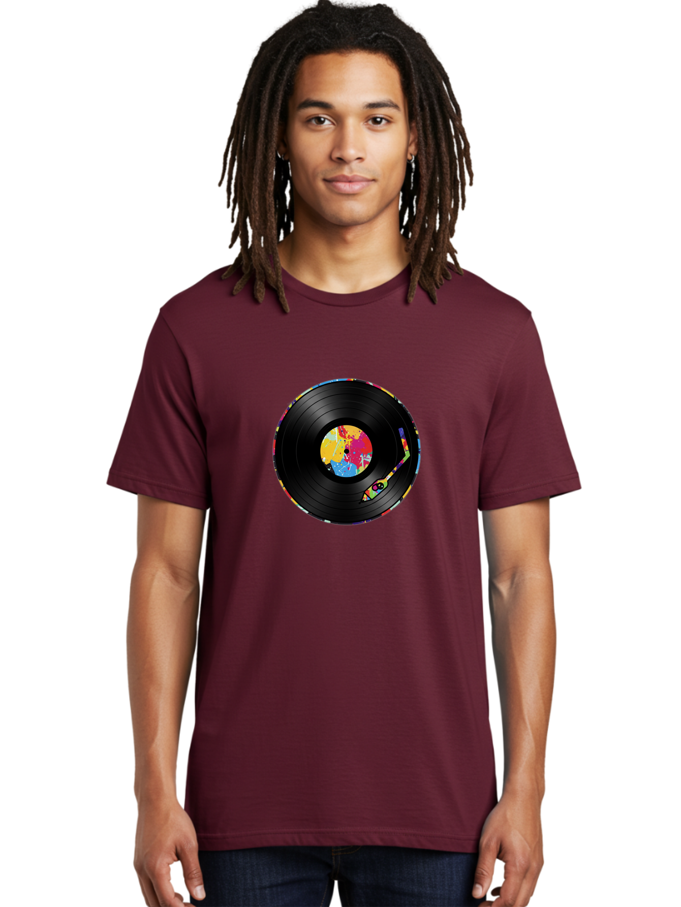 Vinyl-Record-3 Men'S Graphic Tee, 100% Cotton, Comfortable Casual Summer Wear, Machine Washable, Vinyl Record, Colorful Label, Music Art, Paint Splatter Design, Album Cover, Music Lover, Retro Vibe, Record Collector Bad898 24
