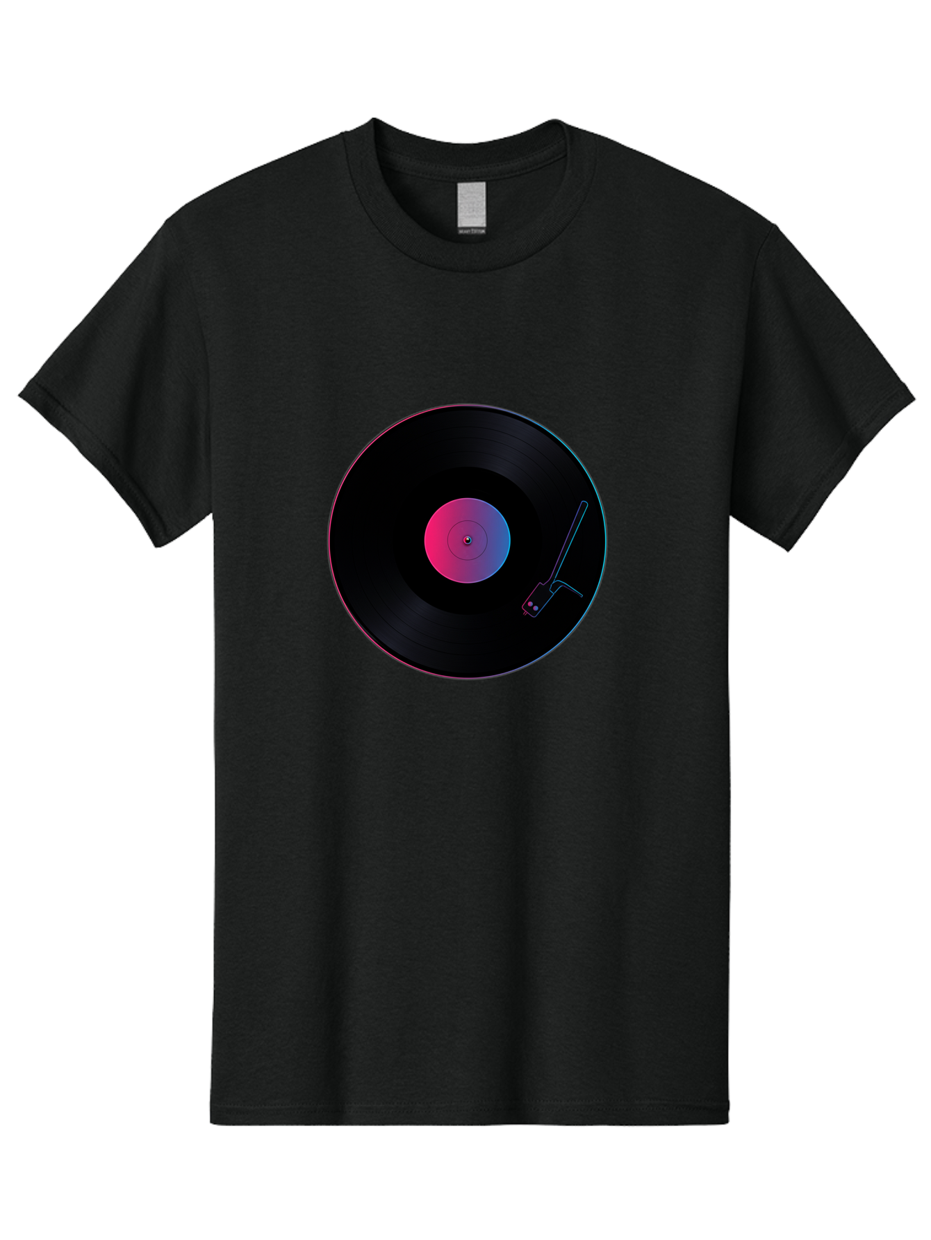 Vinyl-Record-Player Men'S Graphic Tee, 100% Cotton, Comfortable Casual Summer Wear, Machine Washable, Vinyl Record, Record Player, Music Lover, Dj Culture, Retro Vibe, Black Vinyl, Neon Glow, Music Nostalgia, Vinyl Collection, Turntable Art Bad903 9