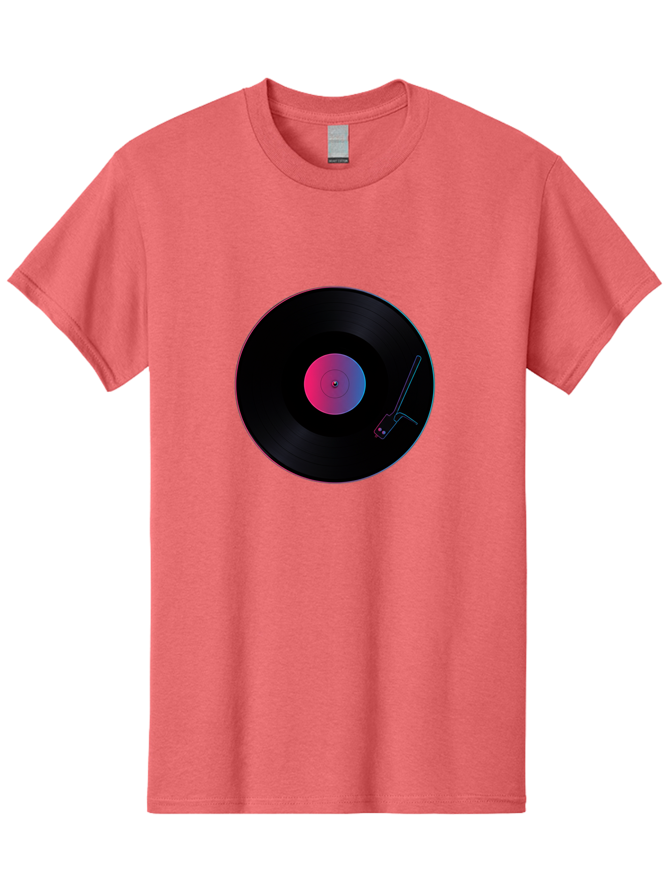 Vinyl-Record-Player Men'S Graphic Tee, 100% Cotton, Comfortable Casual Summer Wear, Machine Washable, Vinyl Record, Record Player, Music Lover, Dj Culture, Retro Vibe, Black Vinyl, Neon Glow, Music Nostalgia, Vinyl Collection, Turntable Art Bad903 7