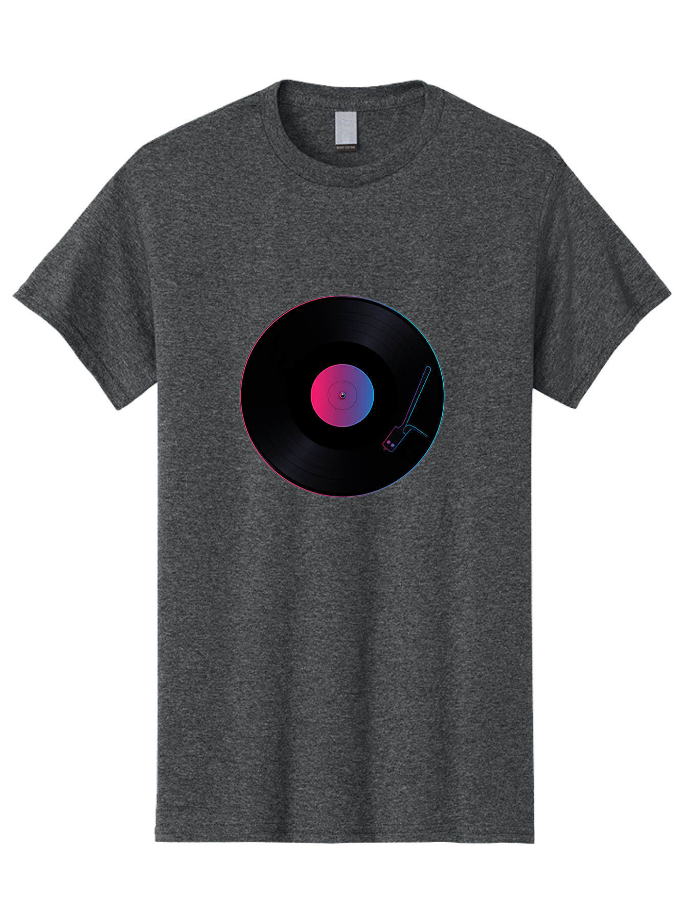 Vinyl-Record-Player Men'S Graphic Tee, 100% Cotton, Comfortable Casual Summer Wear, Machine Washable, Vinyl Record, Record Player, Music Lover, Dj Culture, Retro Vibe, Black Vinyl, Neon Glow, Music Nostalgia, Vinyl Collection, Turntable Art Bad903 15