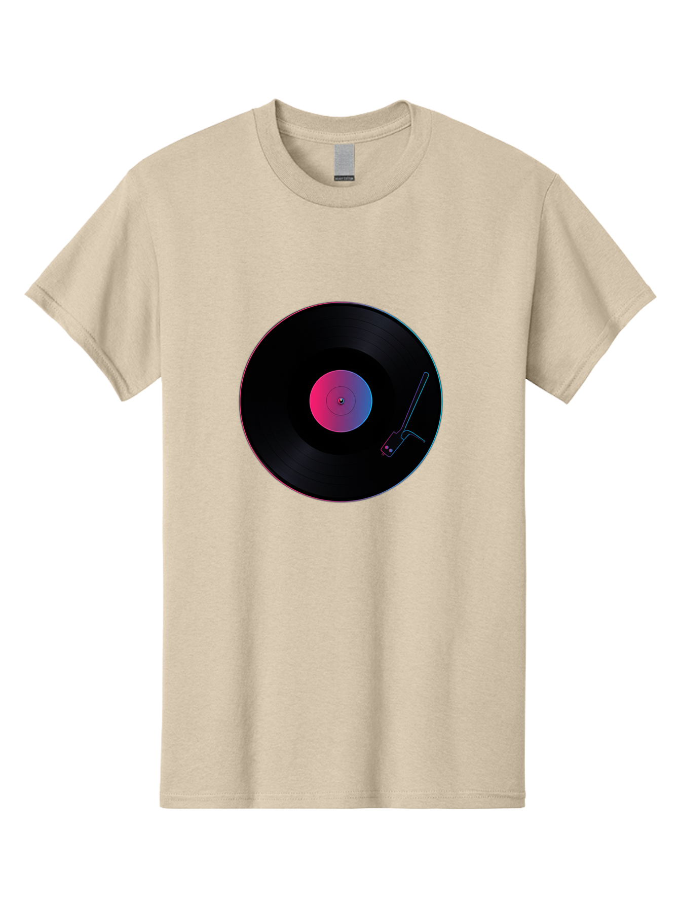 Vinyl-Record-Player Men'S Graphic Tee, 100% Cotton, Comfortable Casual Summer Wear, Machine Washable, Vinyl Record, Record Player, Music Lover, Dj Culture, Retro Vibe, Black Vinyl, Neon Glow, Music Nostalgia, Vinyl Collection, Turntable Art Bad903 6