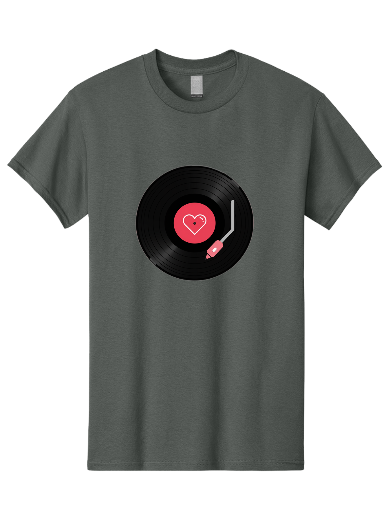 Vinyl-Record-With-Heart Men'S Graphic Tee, 100% Cotton, Comfortable Casual Summer Wear, Machine Washable, Vinyl Record, Heart Icon, Music Love, Record Player, Nostalgic Feel, Music Nostalgia, Retro Vibe, Heart Symbol, Love Music Bad904 1