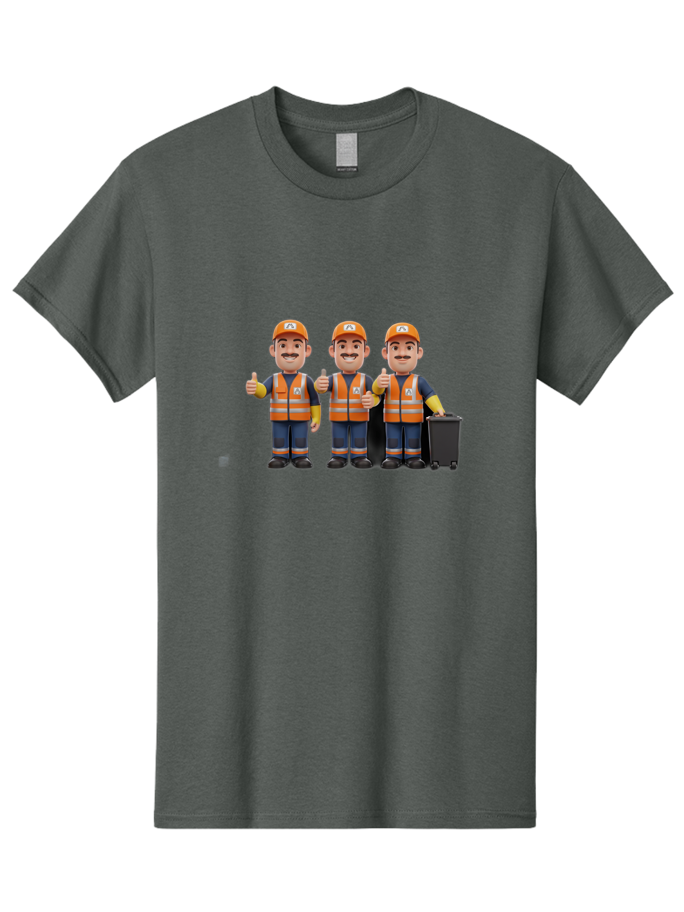 Waste-Management-Workers Men'S Graphic Tee, 100% Cotton, Comfortable Casual Summer Wear, Machine Washable, 3D Illustration, Waste Management Workers, Thumbs Up, Orange Safety Vests, Black Trash Bin, Customer Satisfaction, Bad908 12