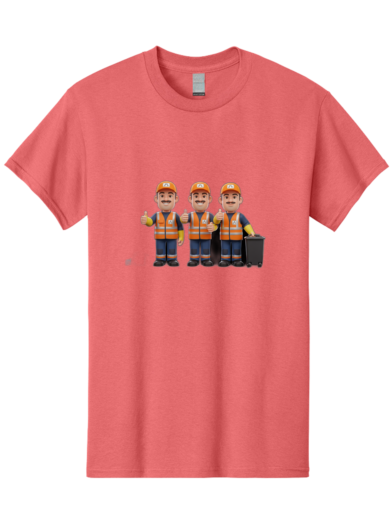 Waste-Management-Workers Men'S Graphic Tee, 100% Cotton, Comfortable Casual Summer Wear, Machine Washable, 3D Illustration, Waste Management Workers, Thumbs Up, Orange Safety Vests, Black Trash Bin, Customer Satisfaction, Bad908 4