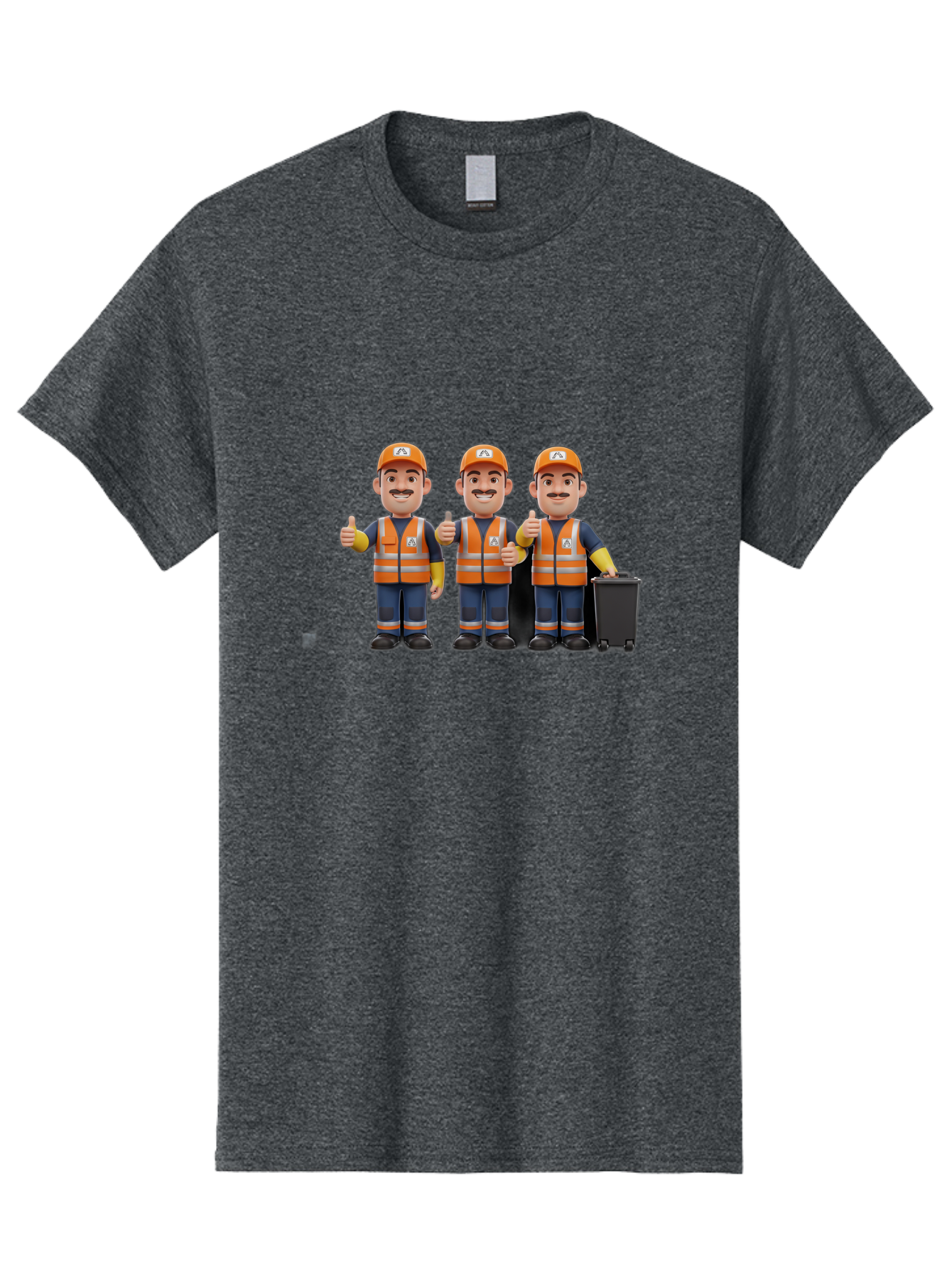 Waste-Management-Workers Men'S Graphic Tee, 100% Cotton, Comfortable Casual Summer Wear, Machine Washable, 3D Illustration, Waste Management Workers, Thumbs Up, Orange Safety Vests, Black Trash Bin, Customer Satisfaction, Bad908 15