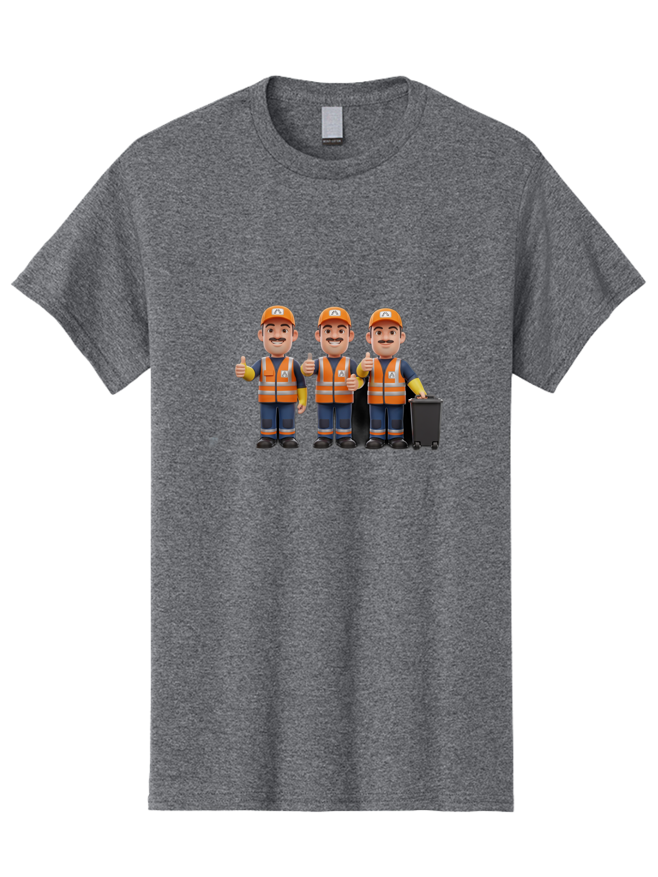 Waste-Management-Workers Men'S Graphic Tee, 100% Cotton, Comfortable Casual Summer Wear, Machine Washable, 3D Illustration, Waste Management Workers, Thumbs Up, Orange Safety Vests, Black Trash Bin, Customer Satisfaction, Bad908 14