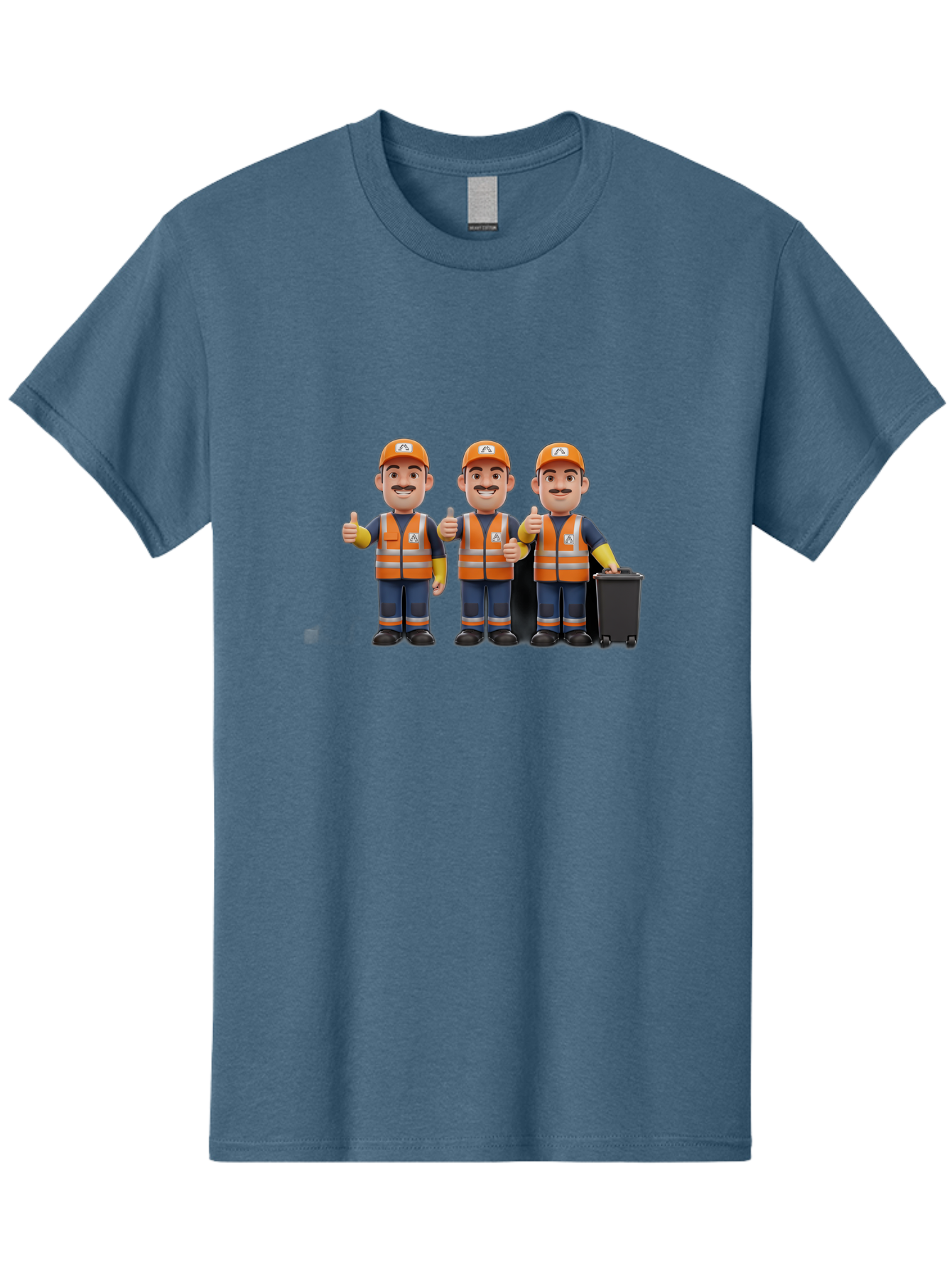 Waste-Management-Workers Men'S Graphic Tee, 100% Cotton, Comfortable Casual Summer Wear, Machine Washable, 3D Illustration, Waste Management Workers, Thumbs Up, Orange Safety Vests, Black Trash Bin, Customer Satisfaction, Bad908 11