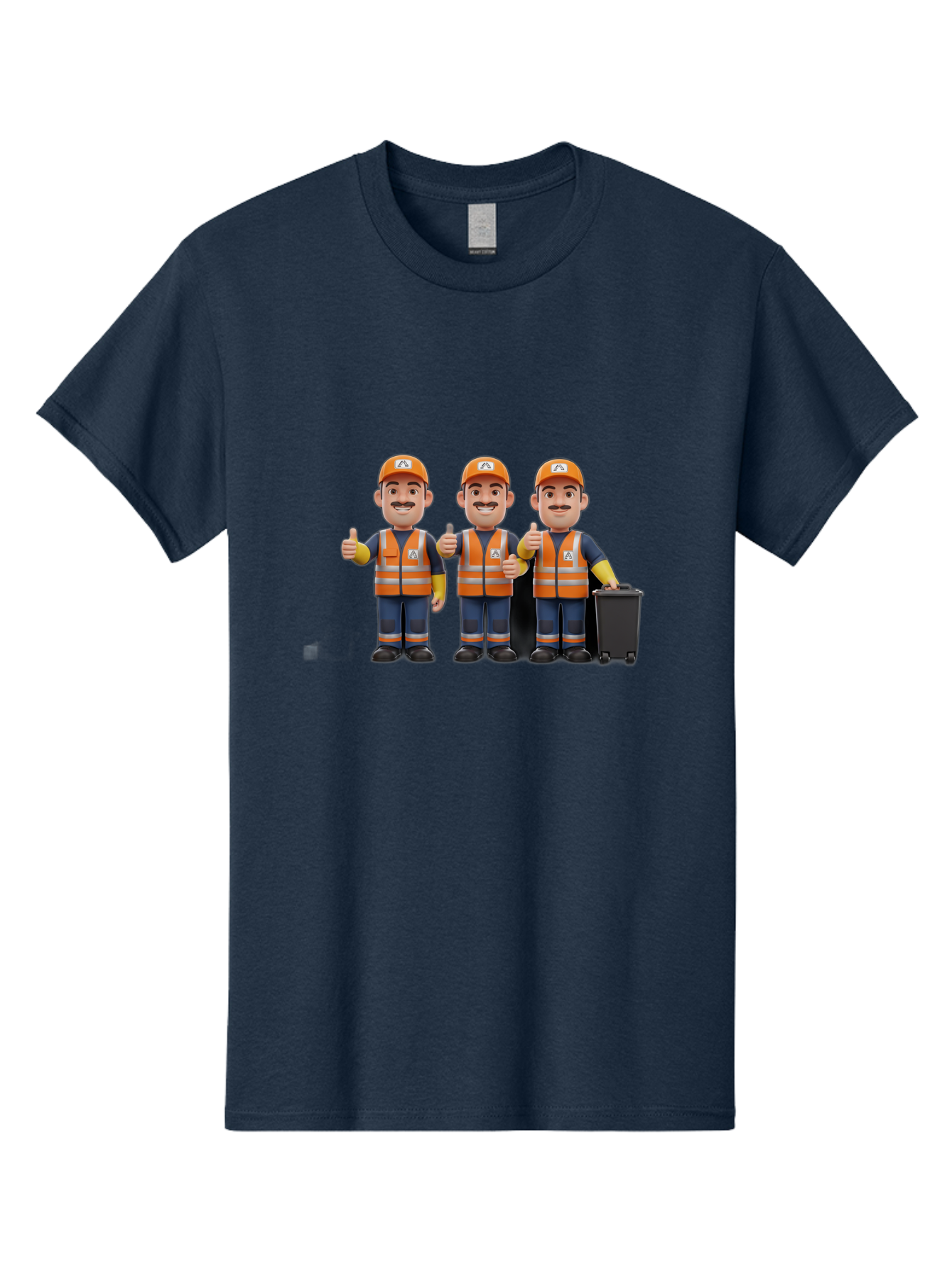 Waste-Management-Workers Men'S Graphic Tee, 100% Cotton, Comfortable Casual Summer Wear, Machine Washable, 3D Illustration, Waste Management Workers, Thumbs Up, Orange Safety Vests, Black Trash Bin, Customer Satisfaction, Bad908 5